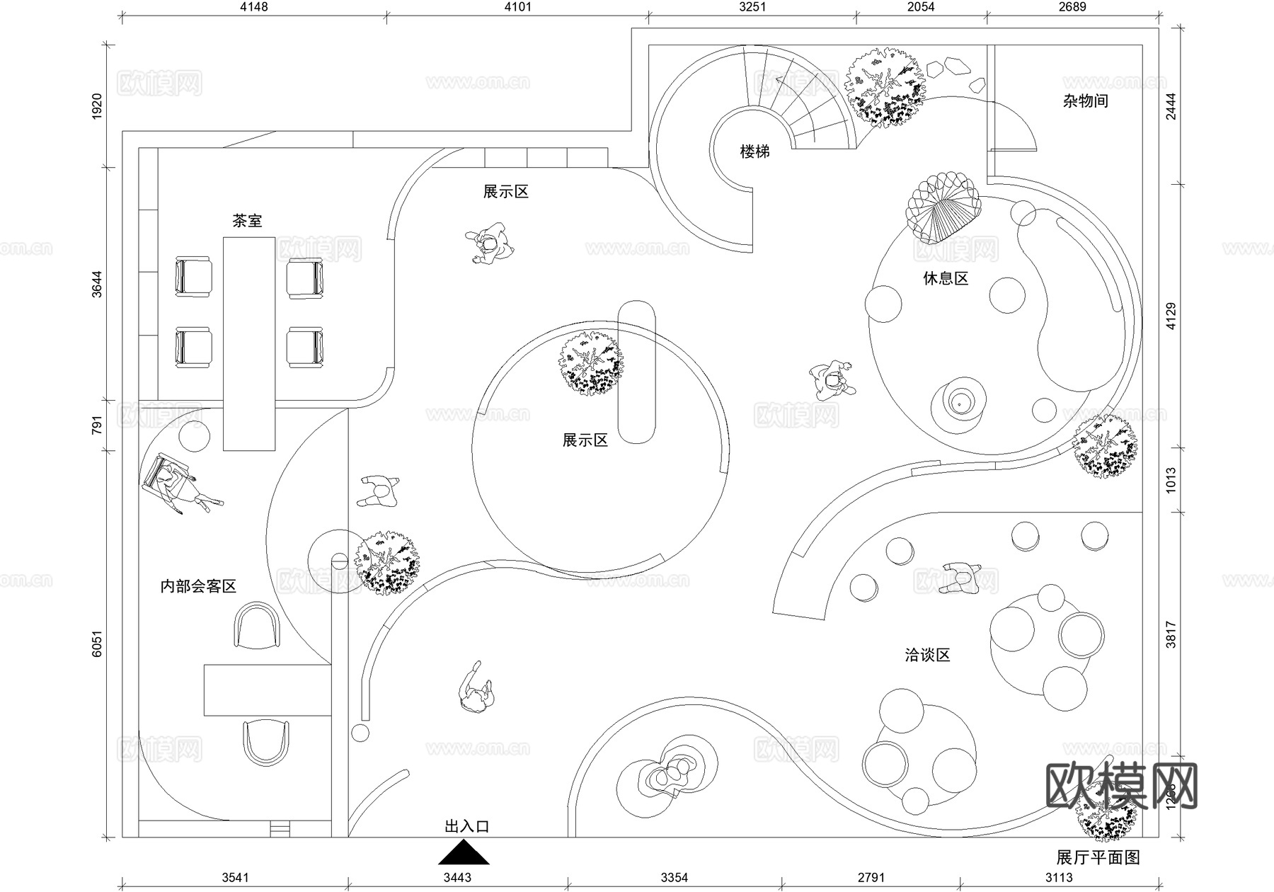 展厅平面图cad施工图