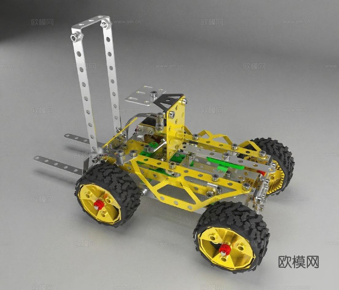 STEM教育 DIY机械车模型 儿童工程机器人套件 创客科技组装玩具免费3d模型下载