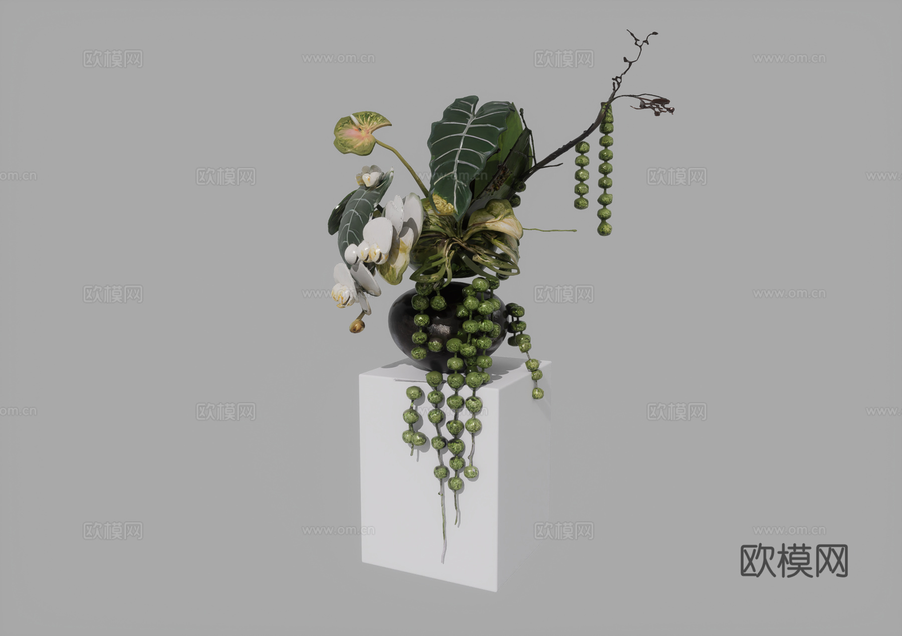 0081现代插花摆花时花模型su模型