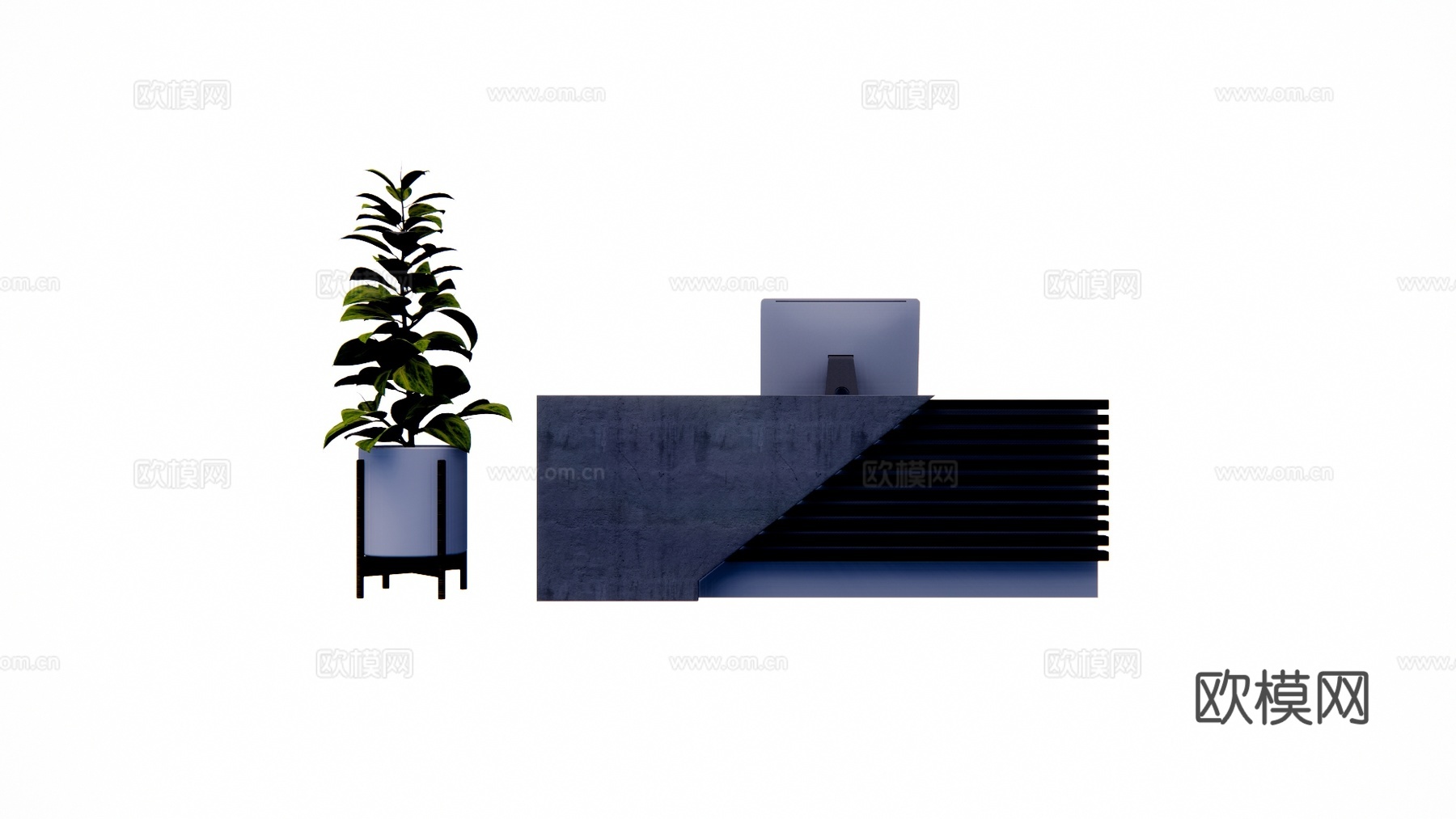 前台接待 公司前台 接待 办公室su模型