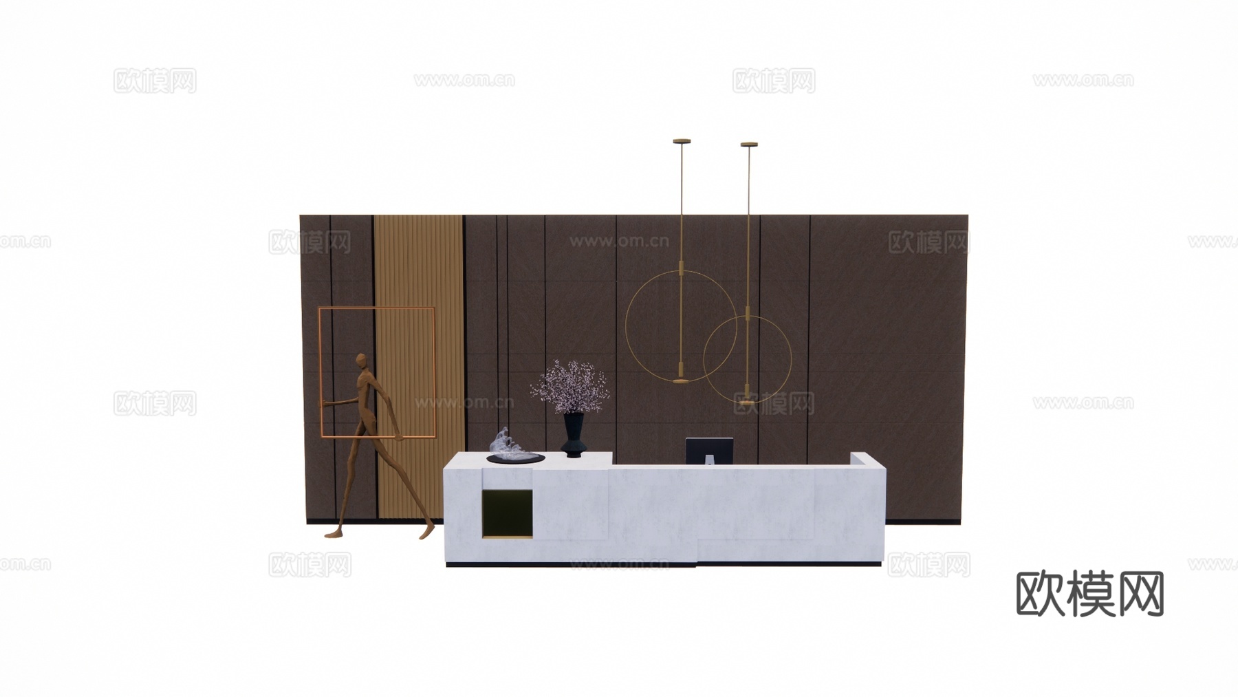 办公 酒店前台 电脑 前台接待su模型