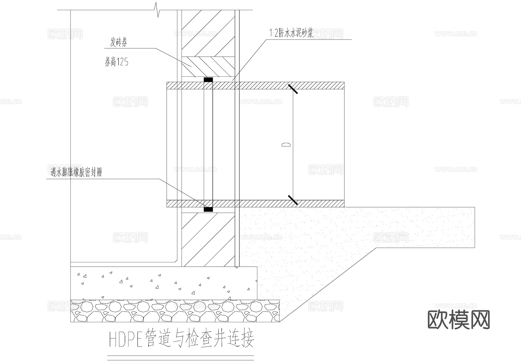 HDPE管道 检查井连接节点cad施工图