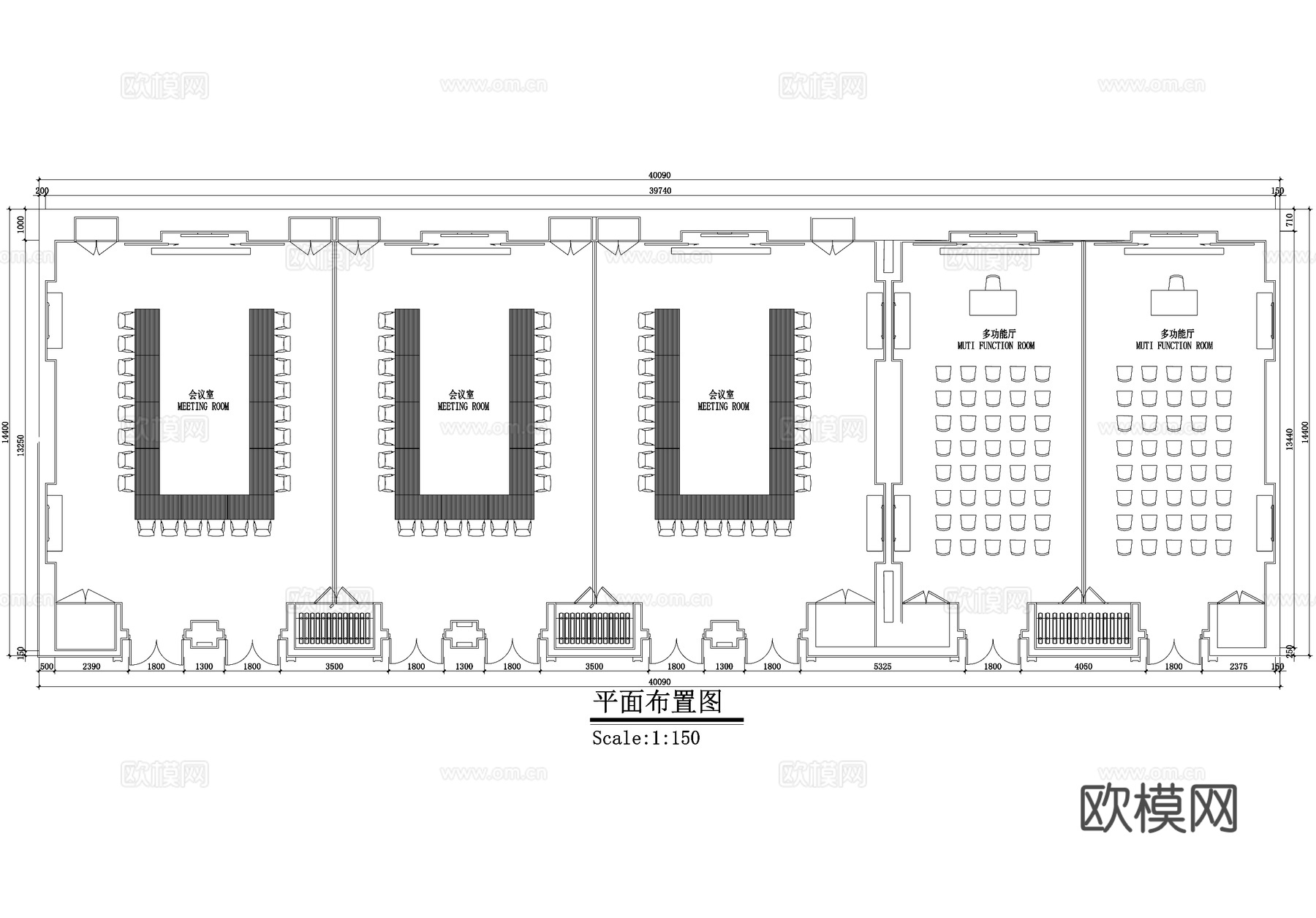 多功能会议室报告厅平面图cad施工图