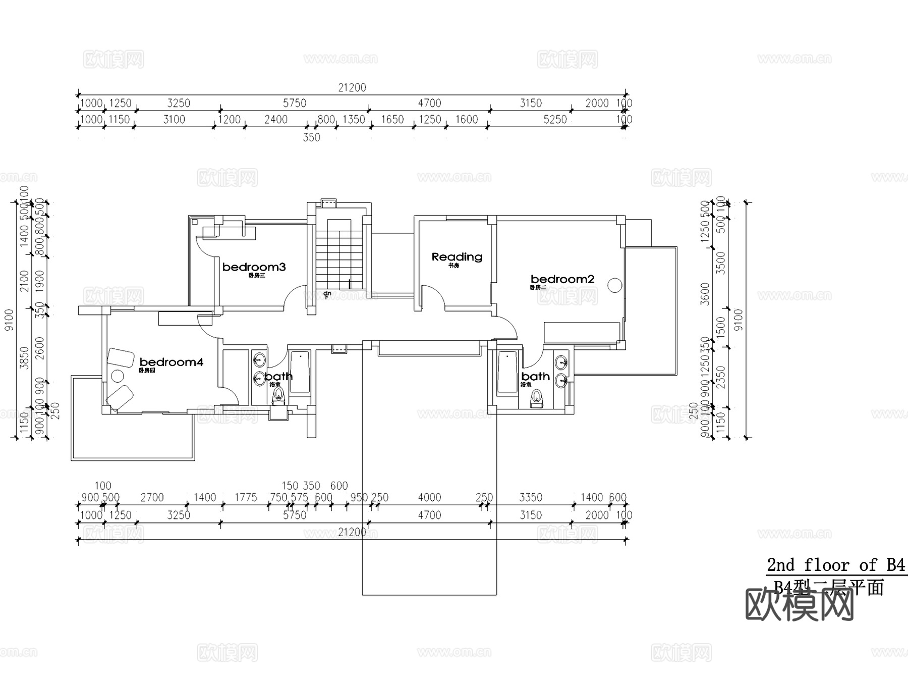 现代二层民宿别墅建筑结构CAD施工图cad施工图