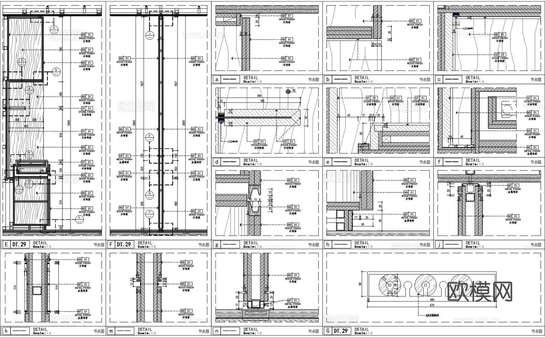 内嵌小型酒吧柜、mini吧柜详图、卧室迷你酒吧柜子、天地轴门cad施工图