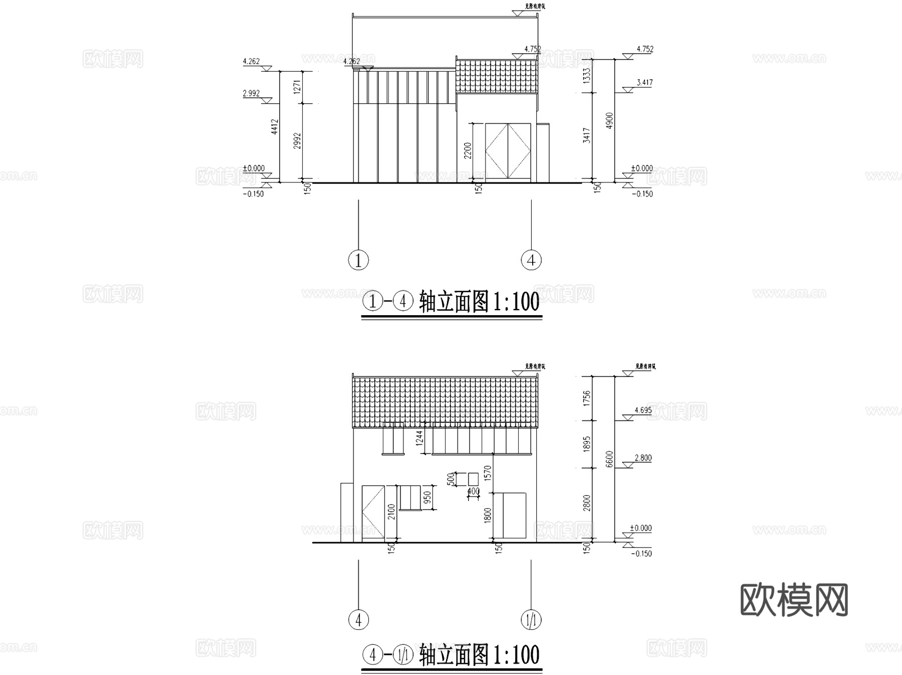 乡村民俗文化馆展厅建筑CAD施工图cad施工图