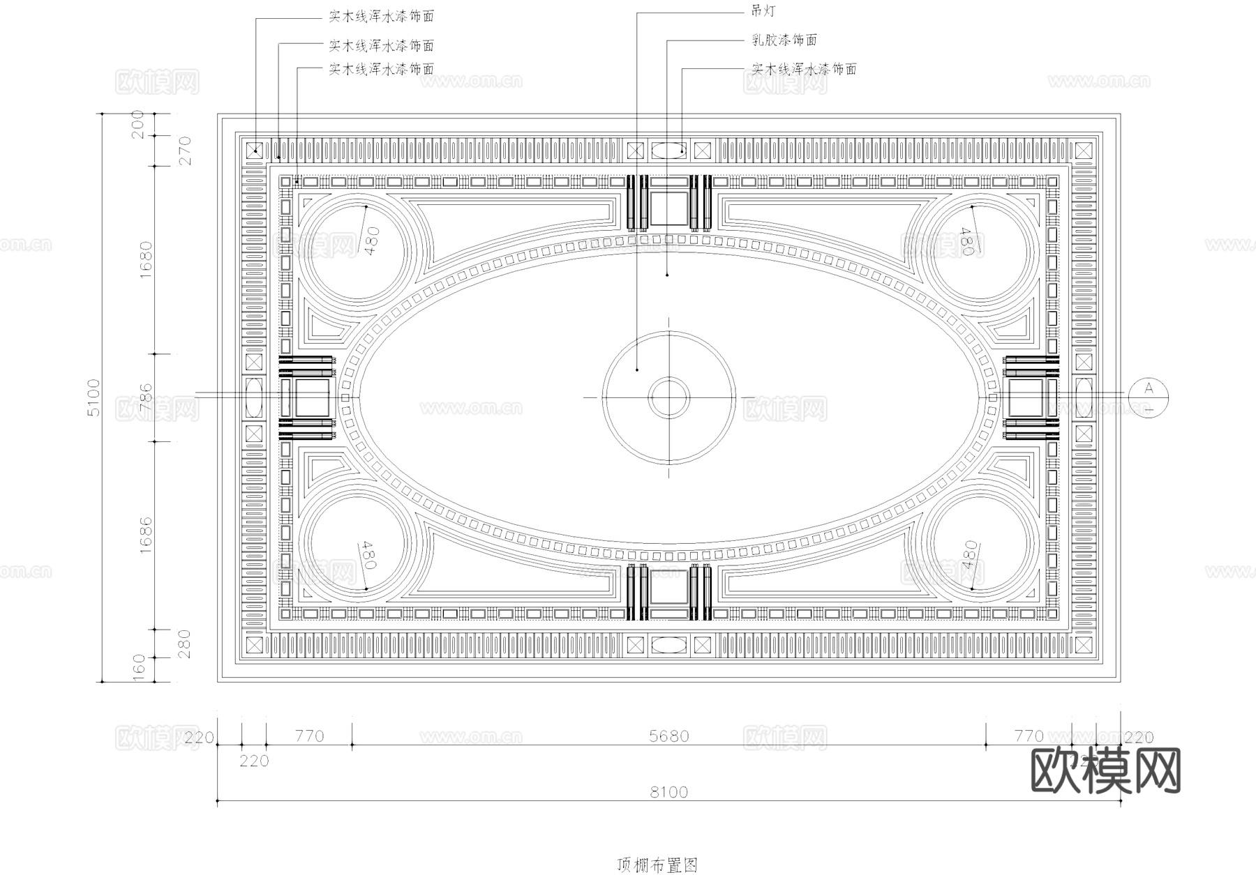 欧式顶棚吊顶天花平剖面CAD施工图cad施工图