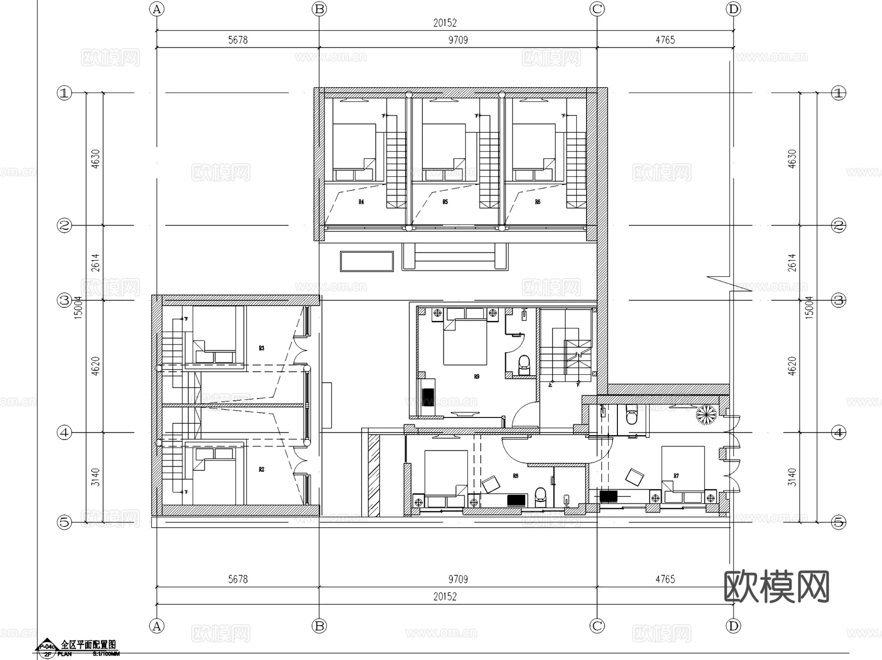 八宝坑胡同35号酒店室内工装平面系统图CAD施工图cad施工图