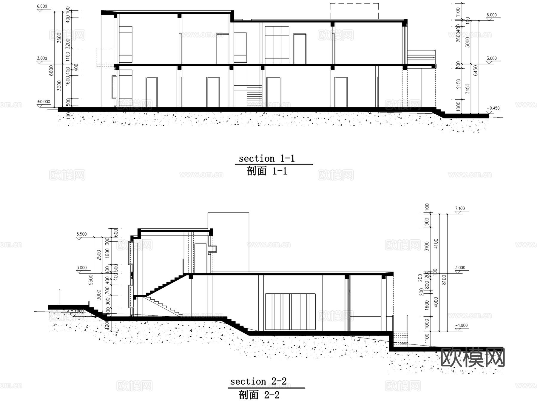 现代二层民宿别墅建筑结构CAD施工图cad施工图