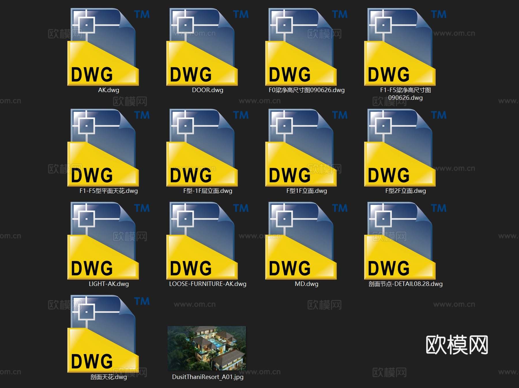 南海天阙度假酒店别墅建筑CAD施工图cad施工图