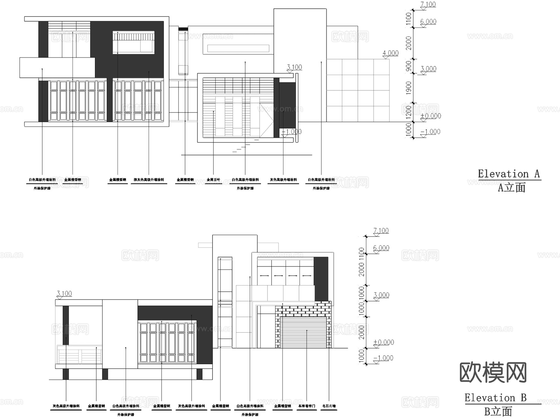 现代二层民宿别墅建筑结构CAD施工图cad施工图