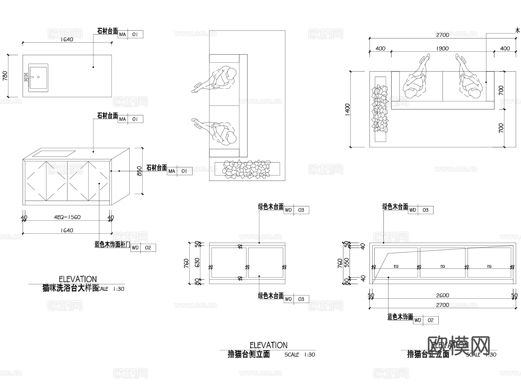 宠物店猫狗舍室内装饰CAD施工图整套cad施工图