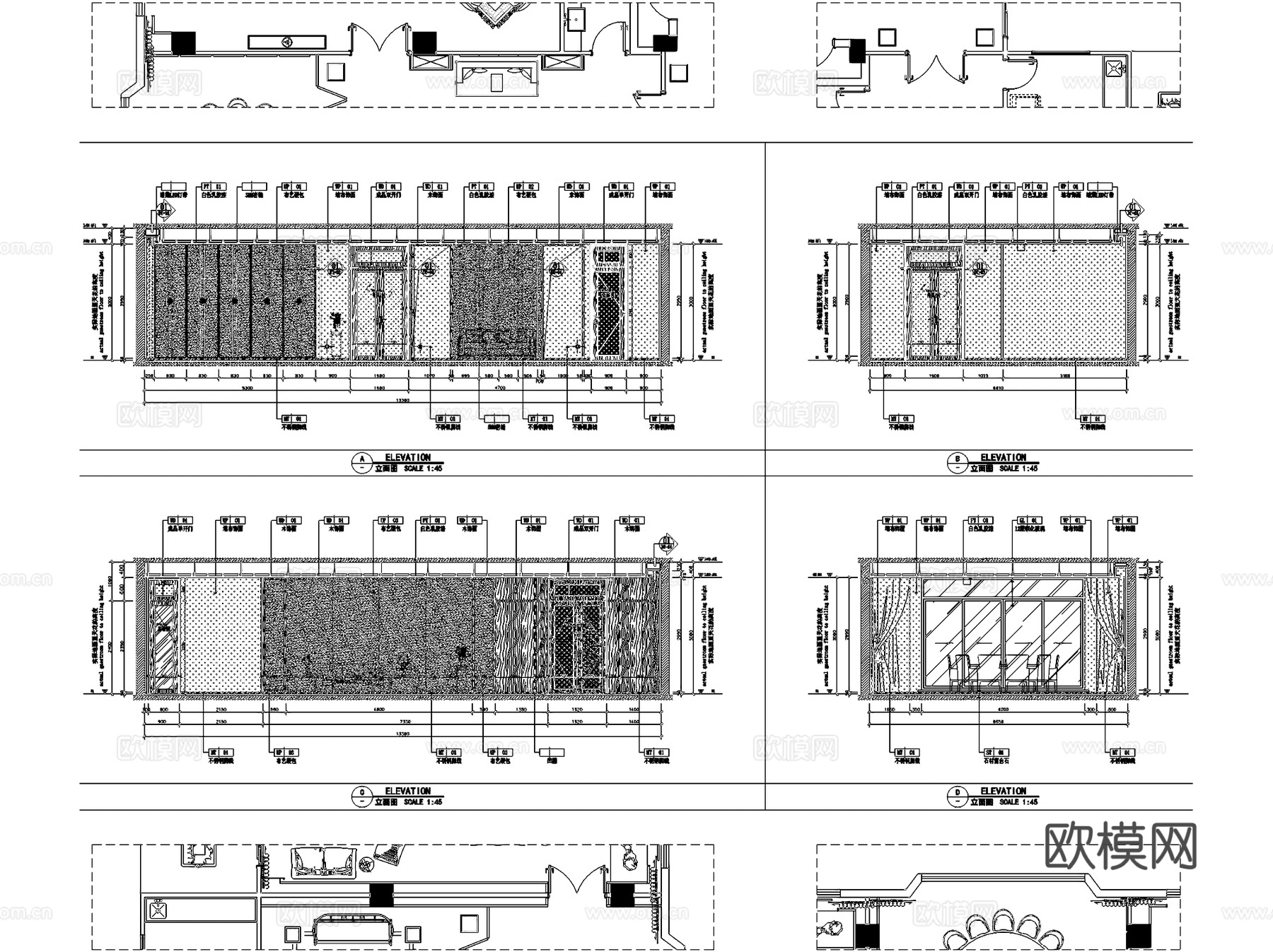河池公寓酒店会所层室内工装CAD施工图cad施工图