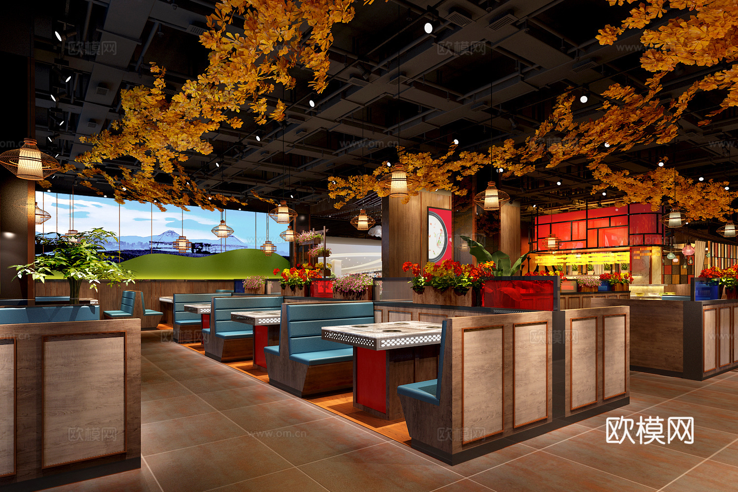 工业风火锅店3d模型下载（渲染图4）