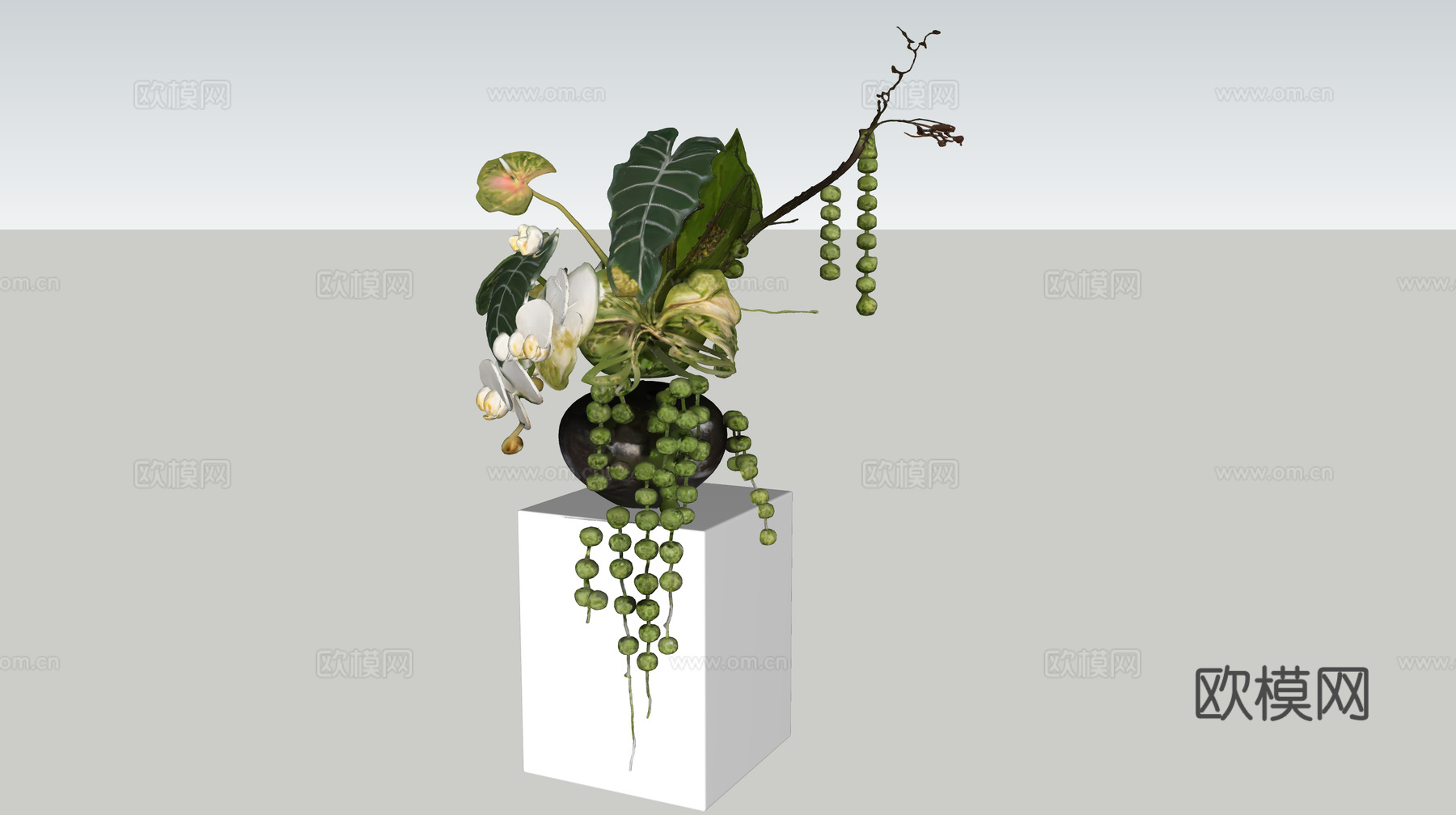 0081现代插花摆花时花模型su模型