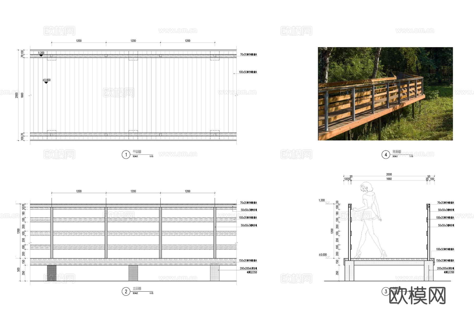 木栈道cad施工图