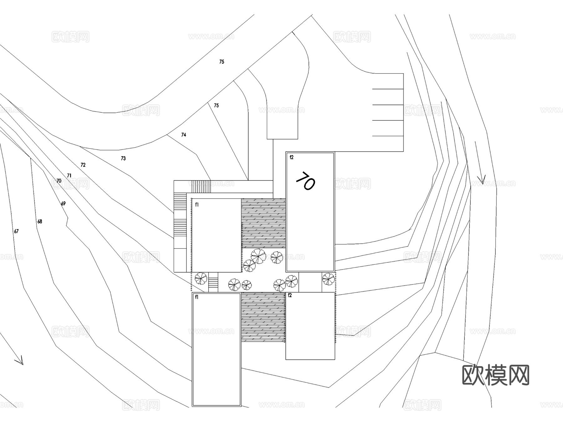 山地民宿餐厅茶室建筑CAD施工图+SU模型cad施工图