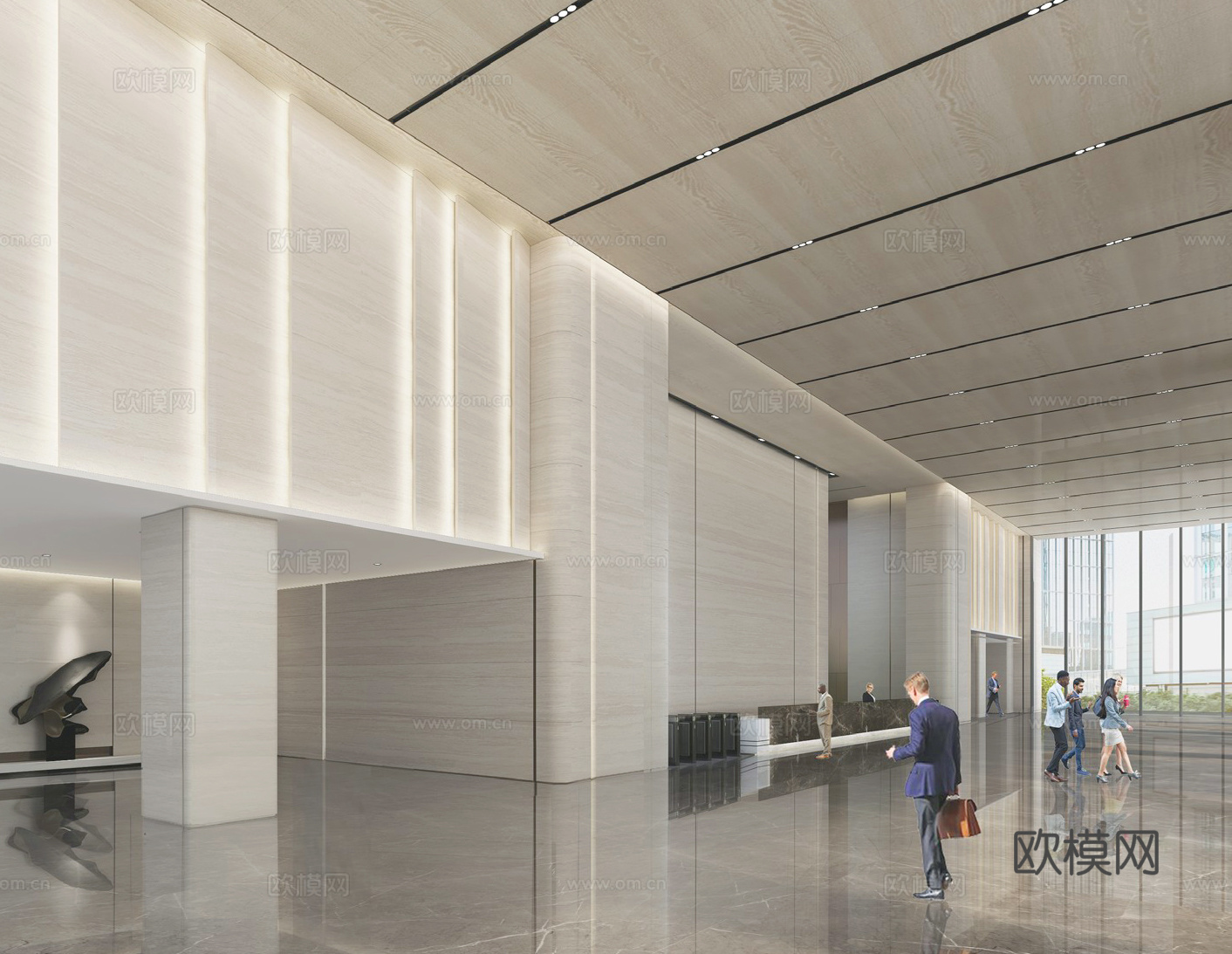 企业总部办公楼首层公区大堂电梯厅CAD施工图cad施工图