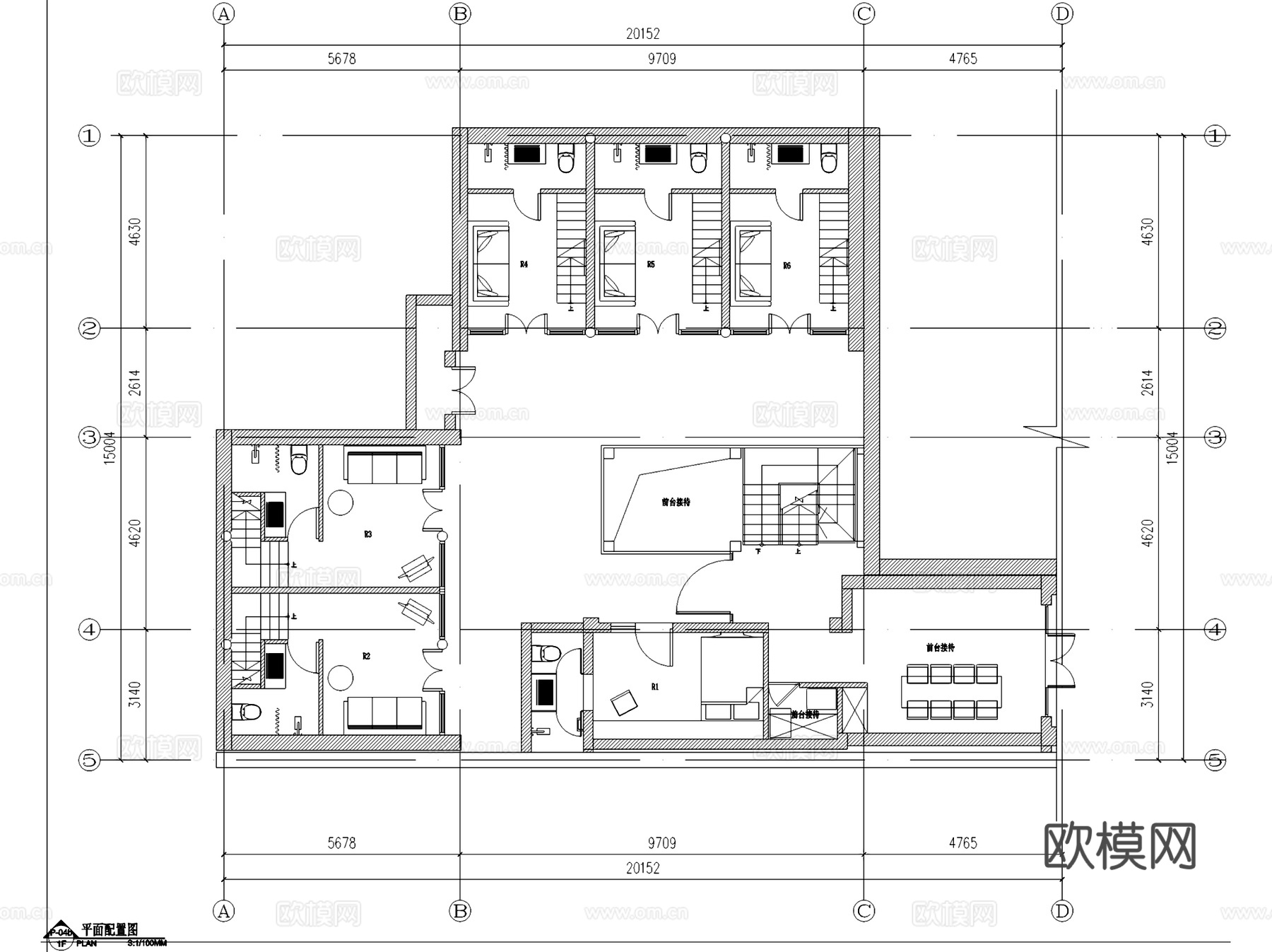 八宝坑胡同35号酒店室内工装平面系统图CAD施工图cad施工图