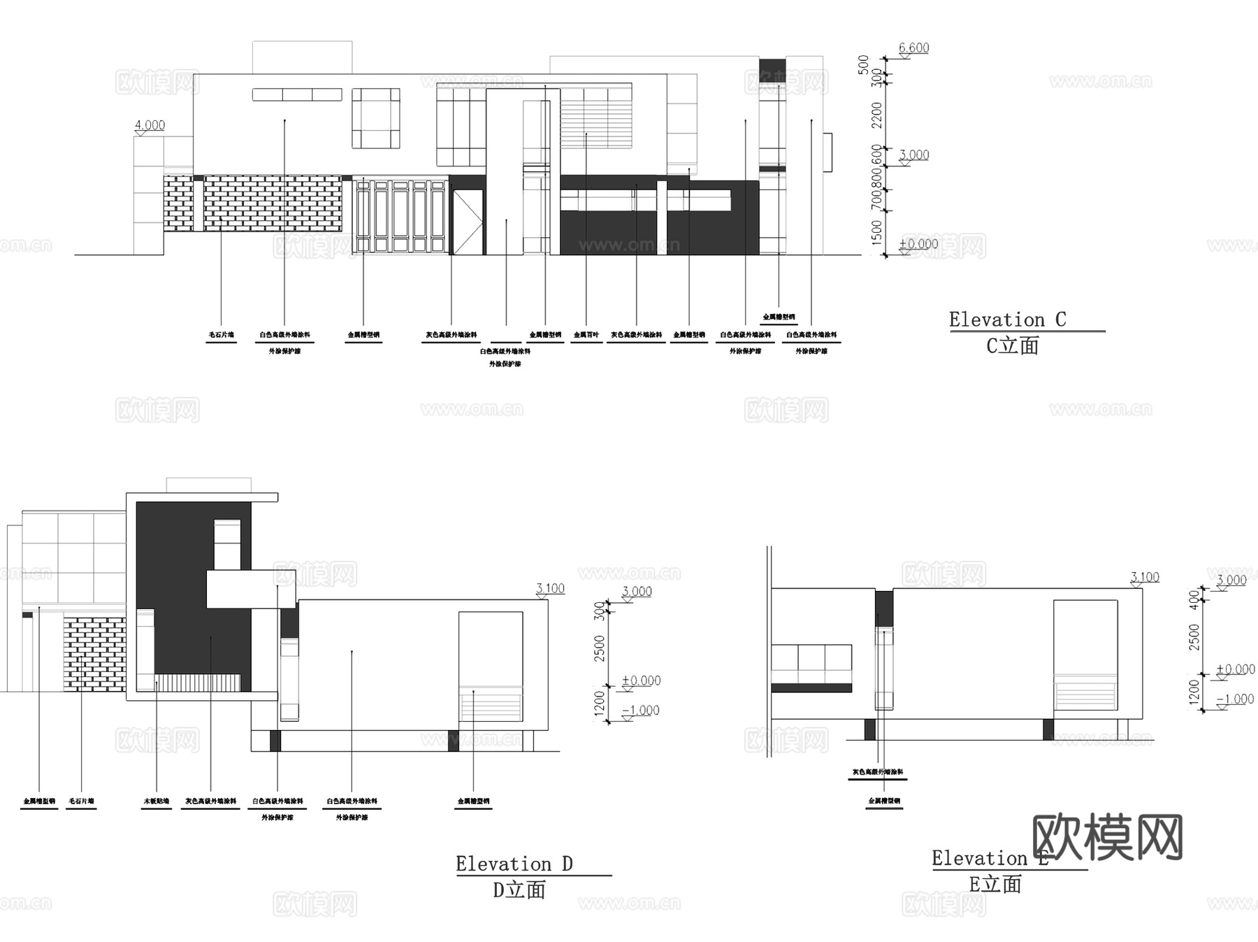 现代二层民宿别墅建筑结构CAD施工图cad施工图
