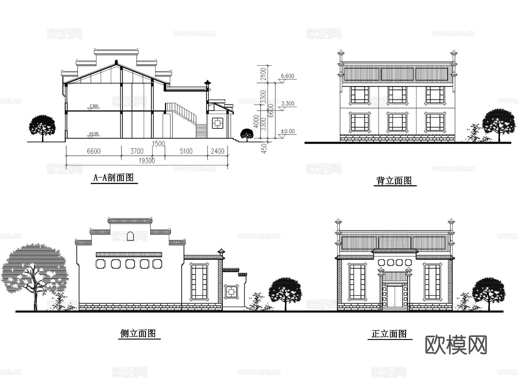 新中式徽派园林酒店建筑CAD施工图cad施工图
