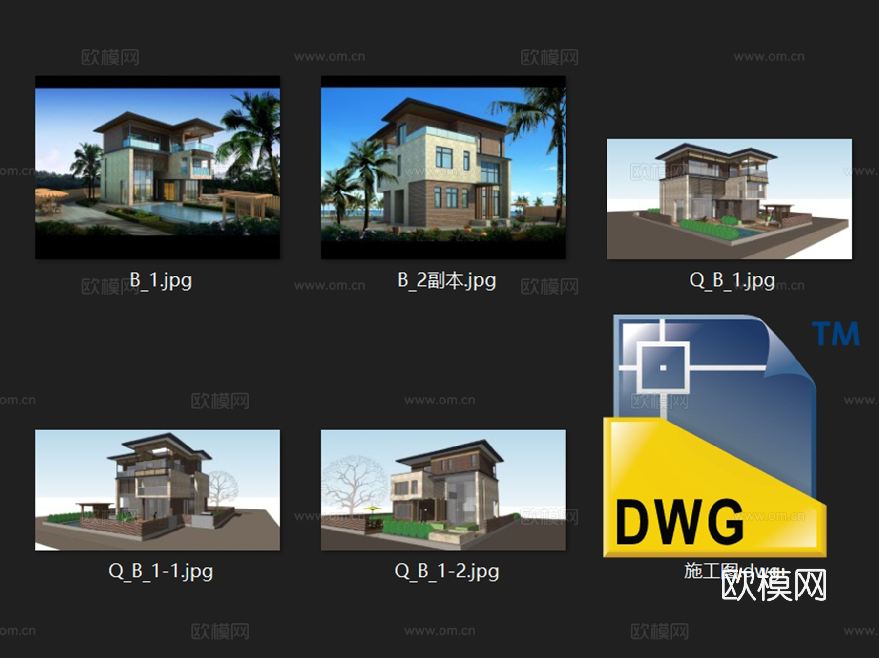 两厅三套间一单间三层别墅建筑CAD施工图cad施工图