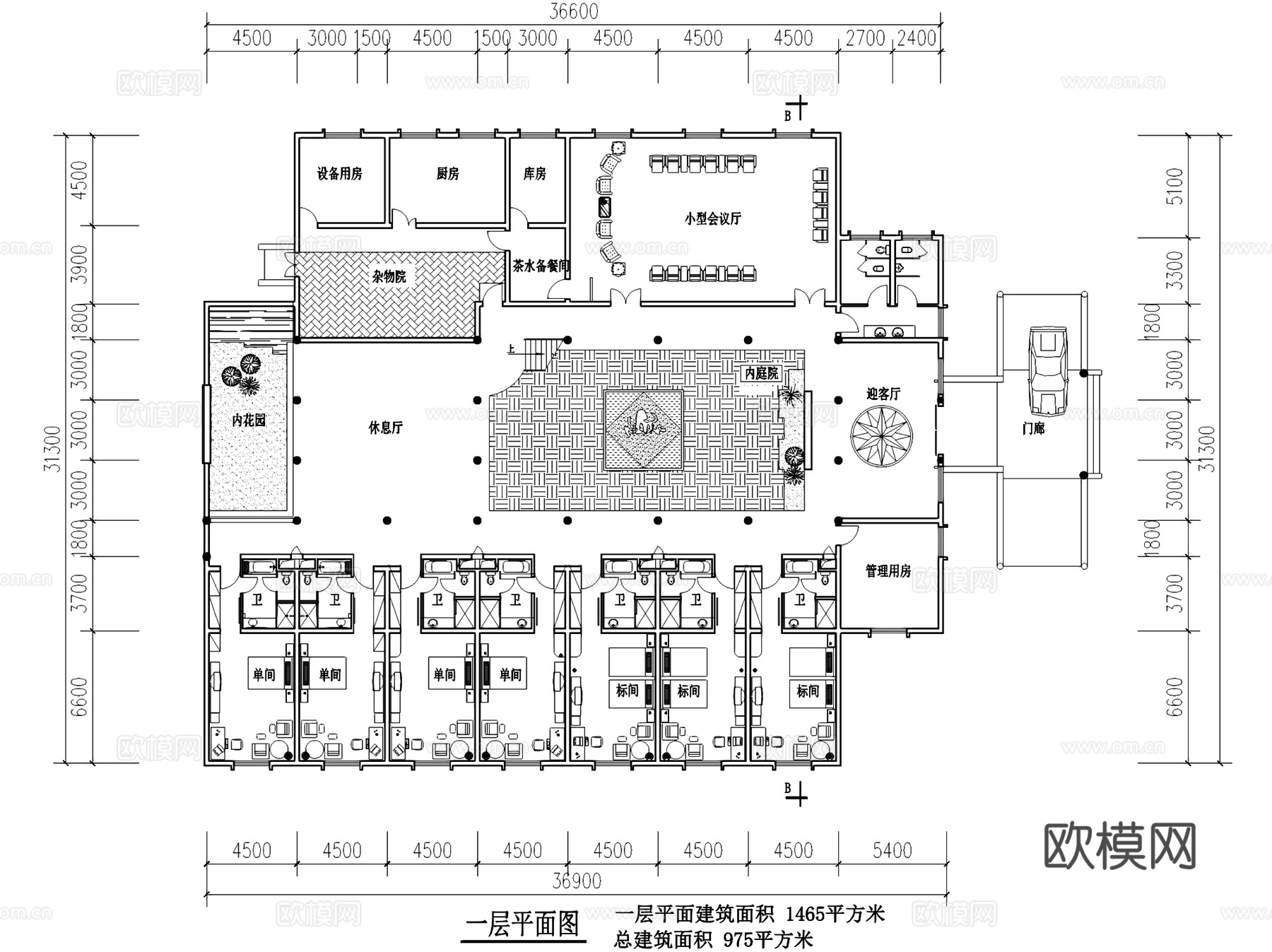 新中式徽派园林酒店建筑CAD施工图cad施工图