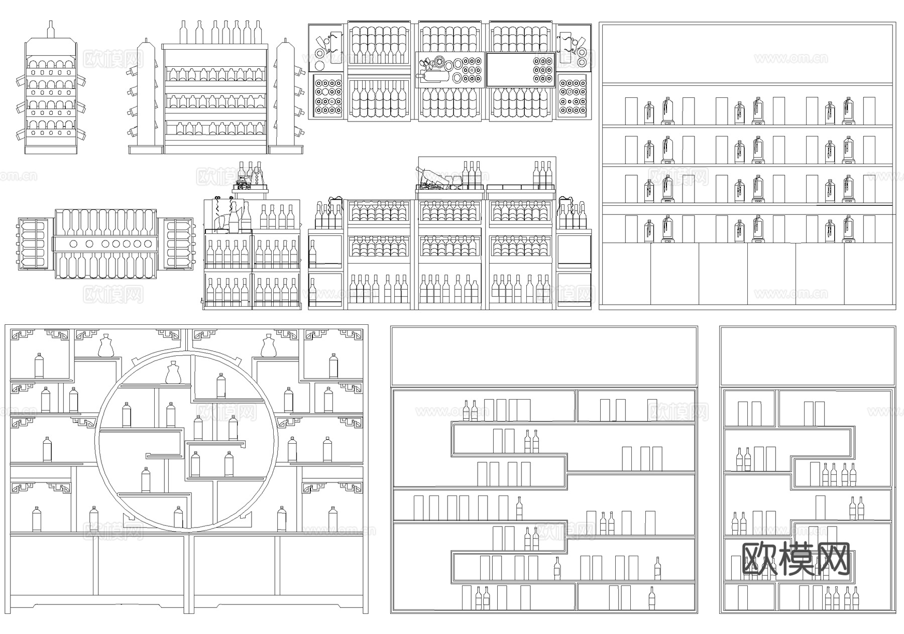 柜子 酒柜 酒架 货架 柜台cad施工图