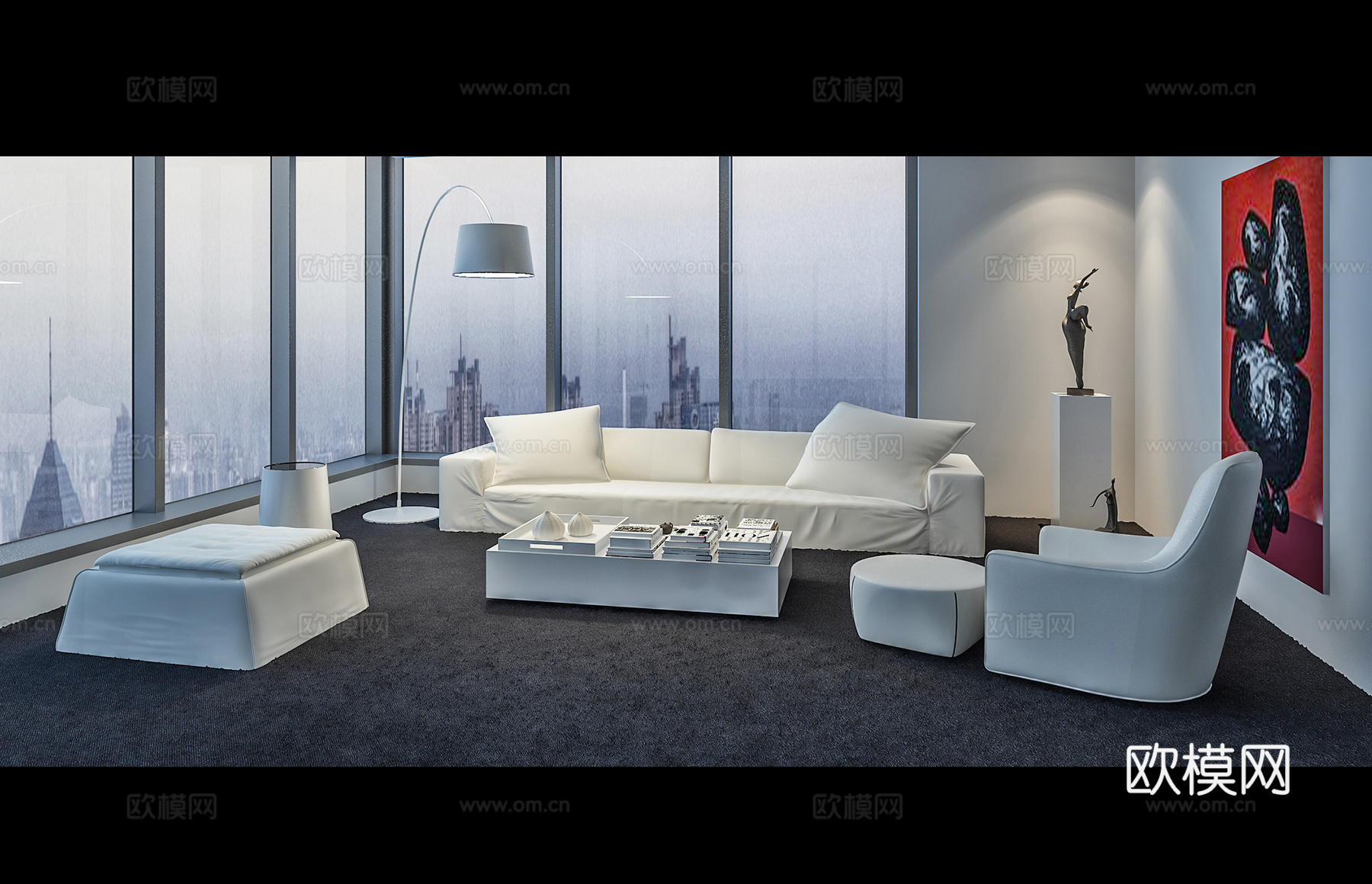 现代沙发组合3d模型下载（渲染图2）