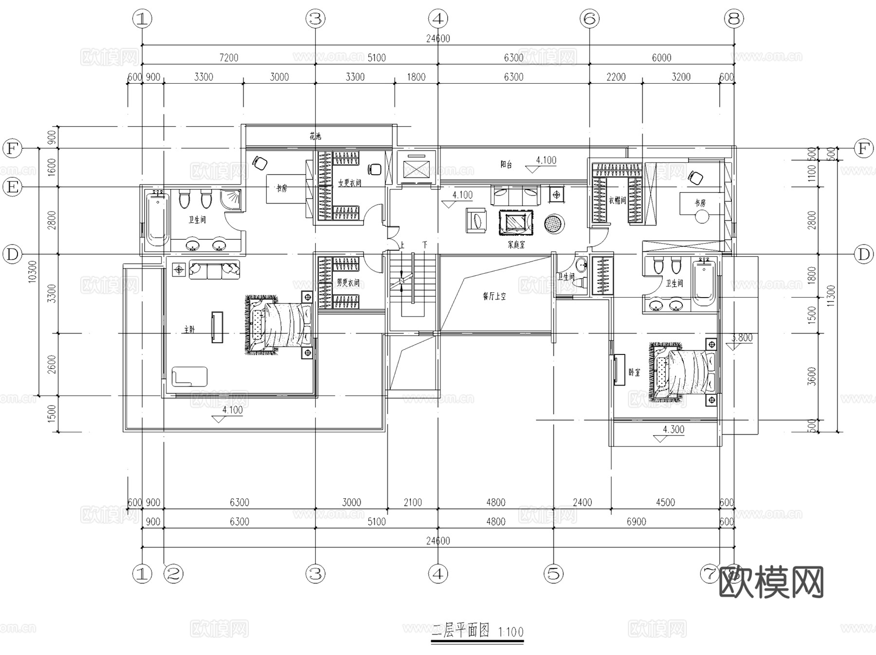 二层独栋别墅带地下室建筑CAD施工图cad施工图