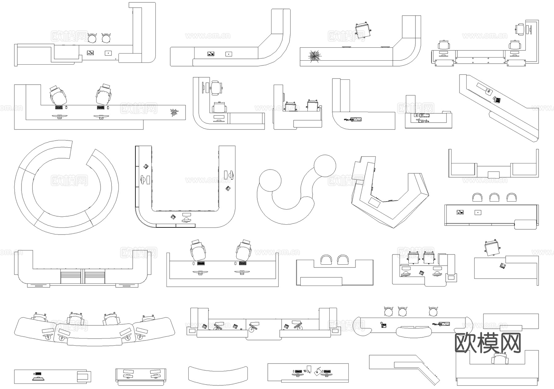 前台节点吧台服务台接待台工作台cad施工图