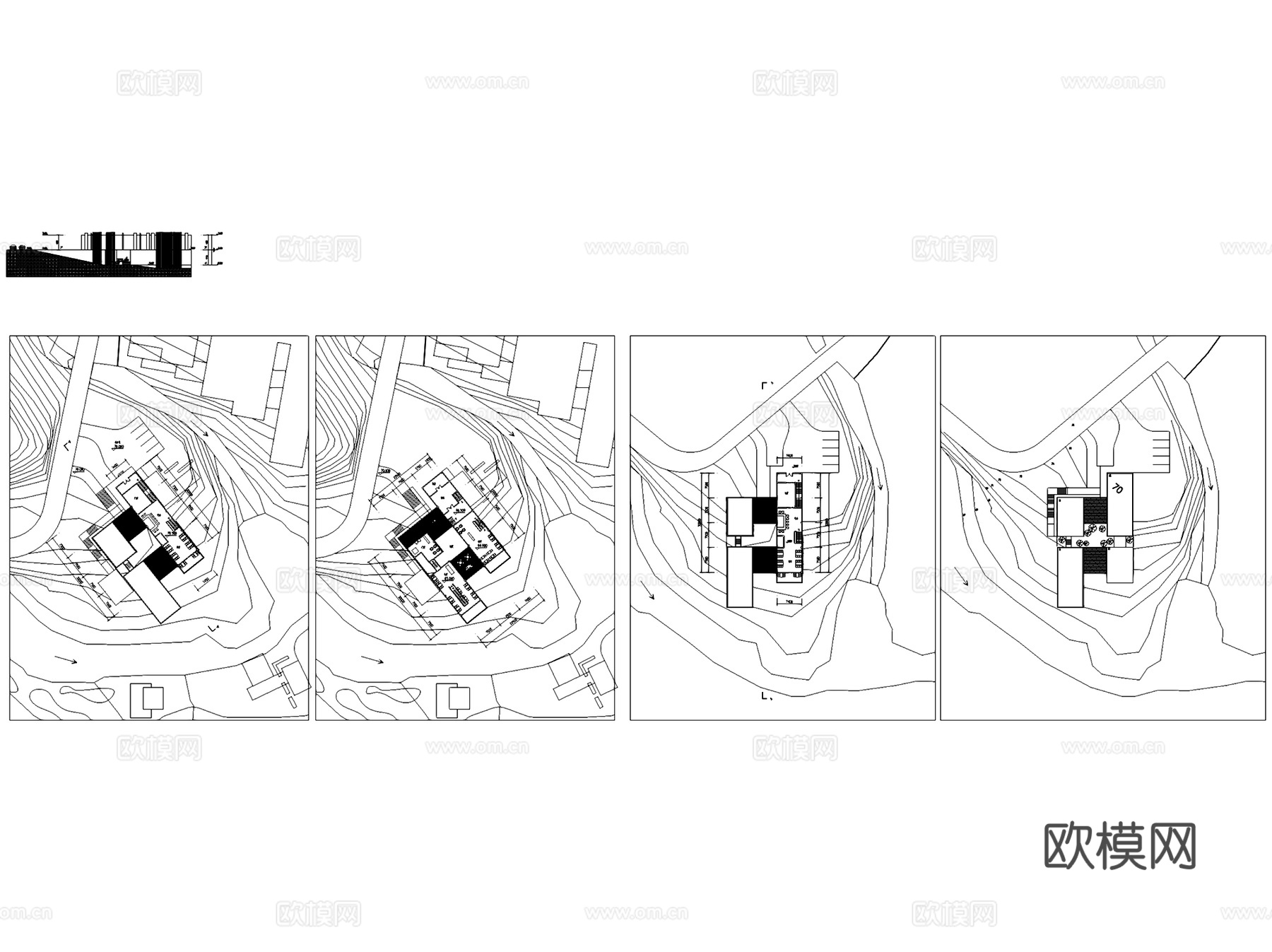 山地民宿餐厅茶室建筑CAD施工图+SU模型cad施工图