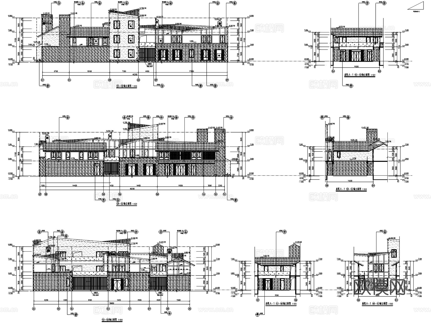 千峡湖北山旅游度假小镇酒店建筑规划CAD施工图cad施工图
