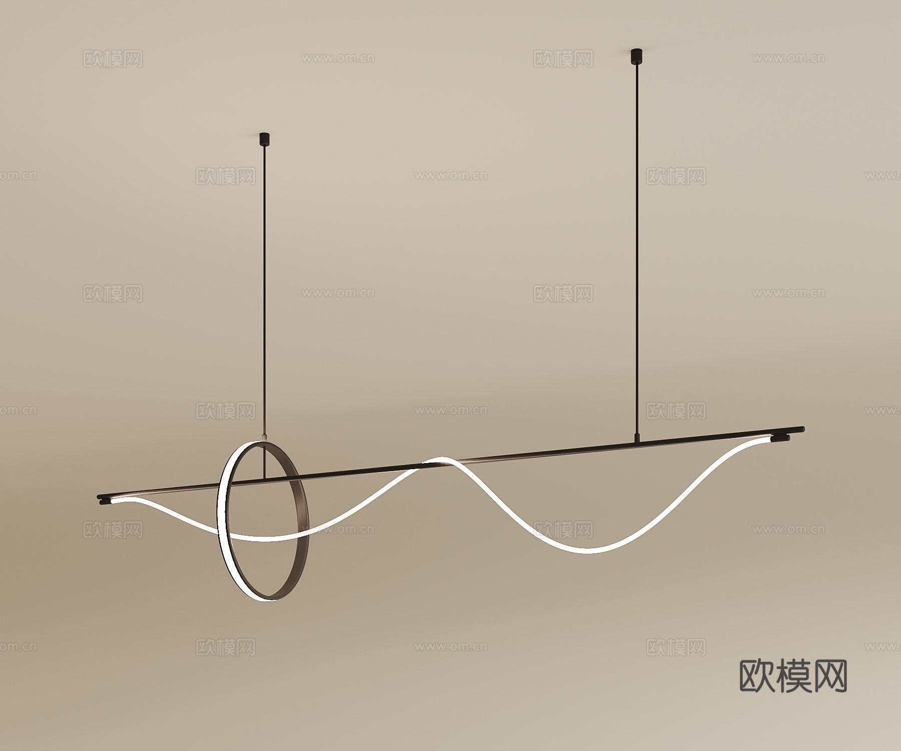 现代意式吊灯 长条吊灯3d模型