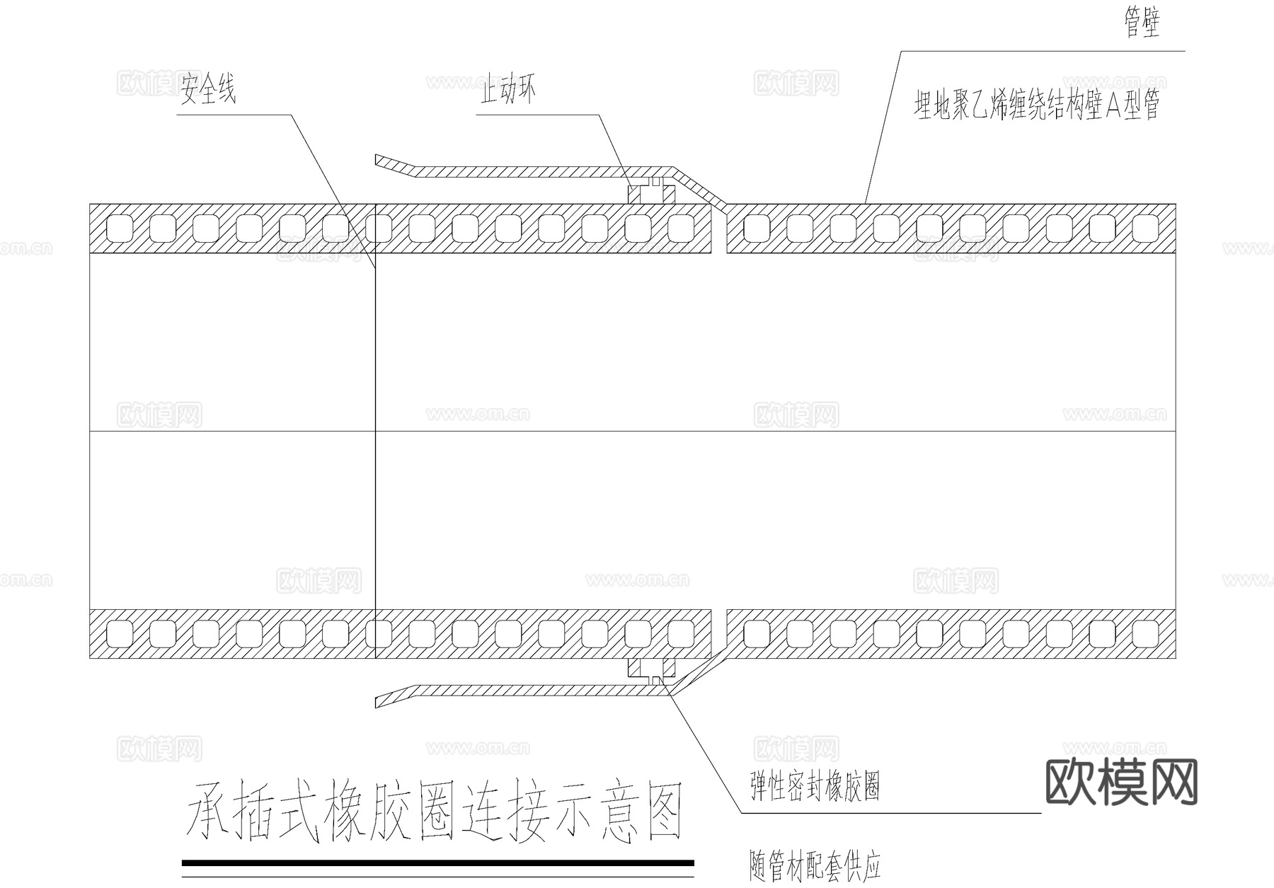 HDPE管道 检查井连接节点cad施工图
