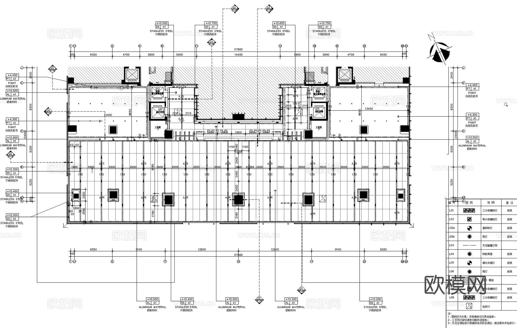 企业总部办公楼首层公区大堂电梯厅CAD施工图cad施工图
