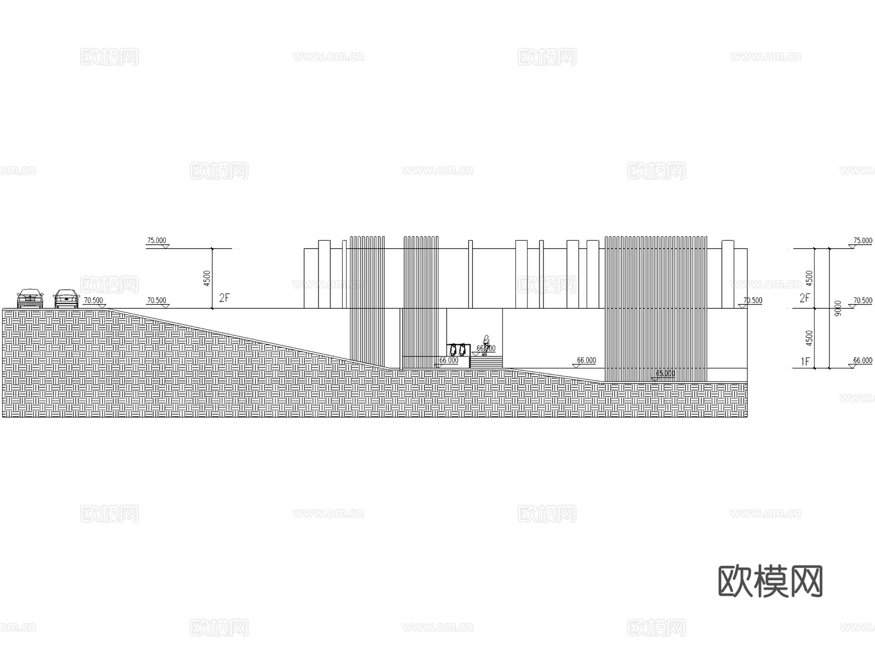 山地民宿餐厅茶室建筑CAD施工图+SU模型cad施工图