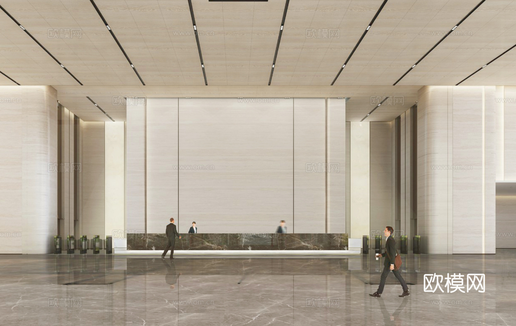 企业总部办公楼首层公区大堂电梯厅CAD施工图cad施工图