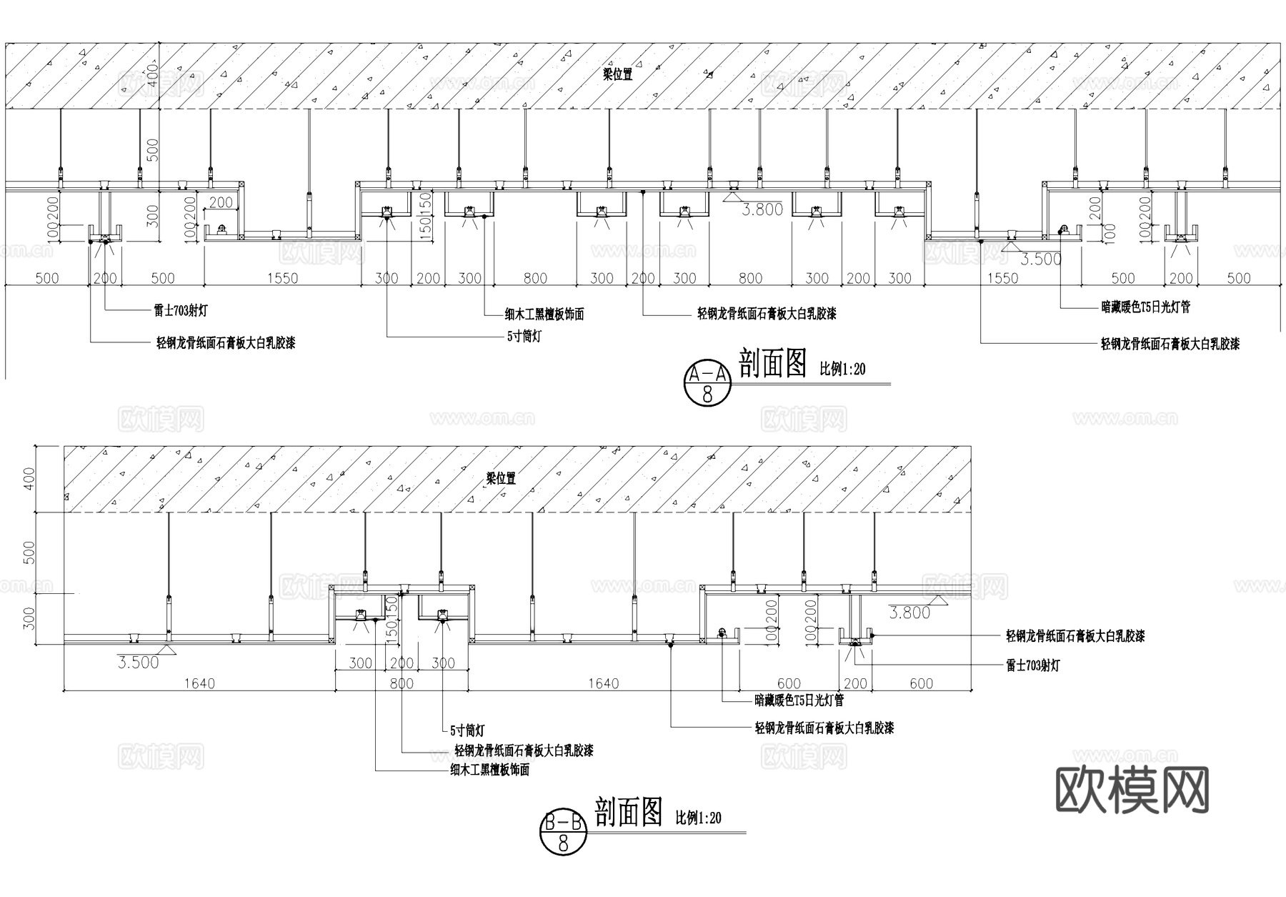 桑拿洗浴中心吊顶天花节点CAD施工图cad施工图