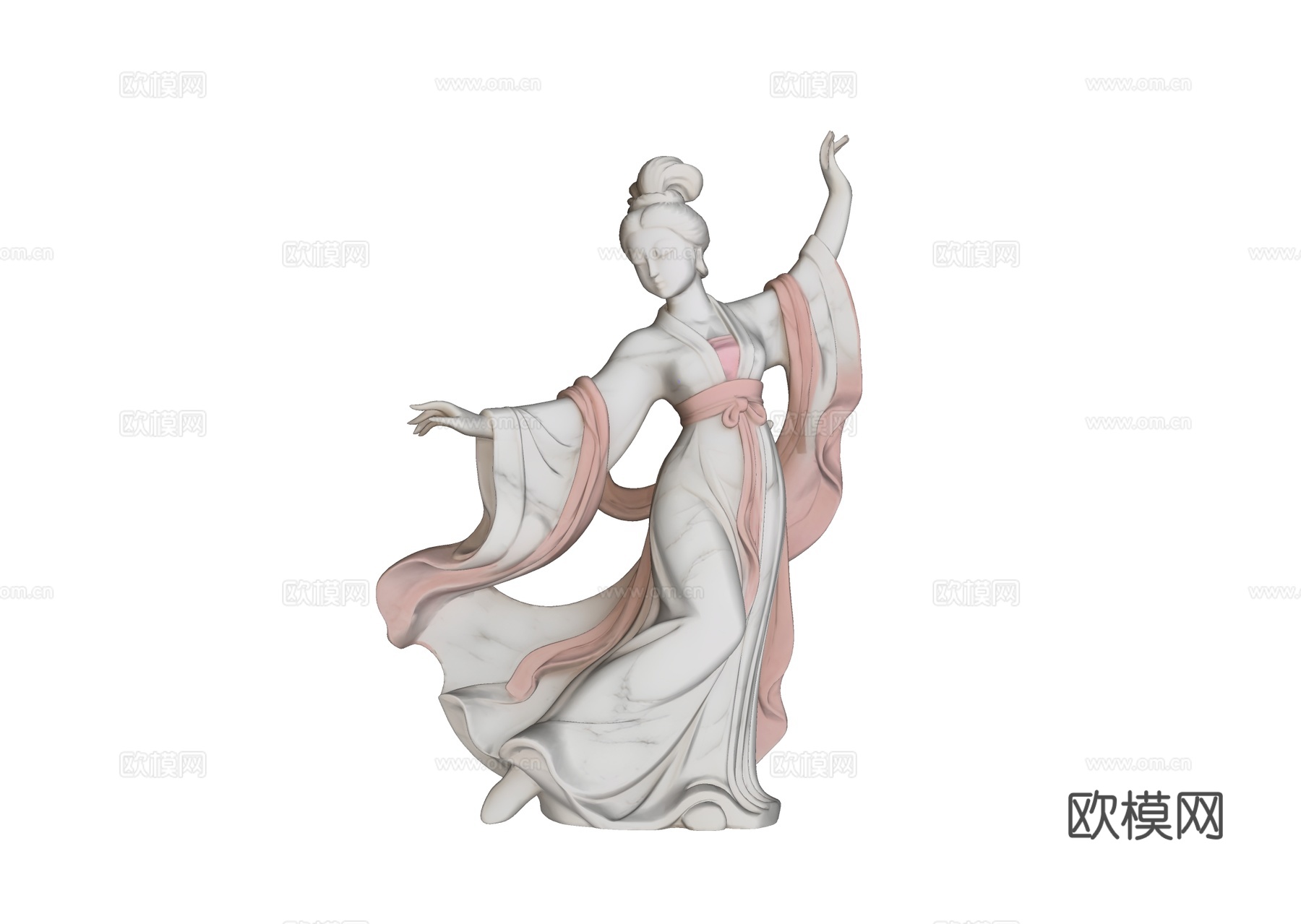 古代仙女跳舞雕塑美陈摆件景观su模型