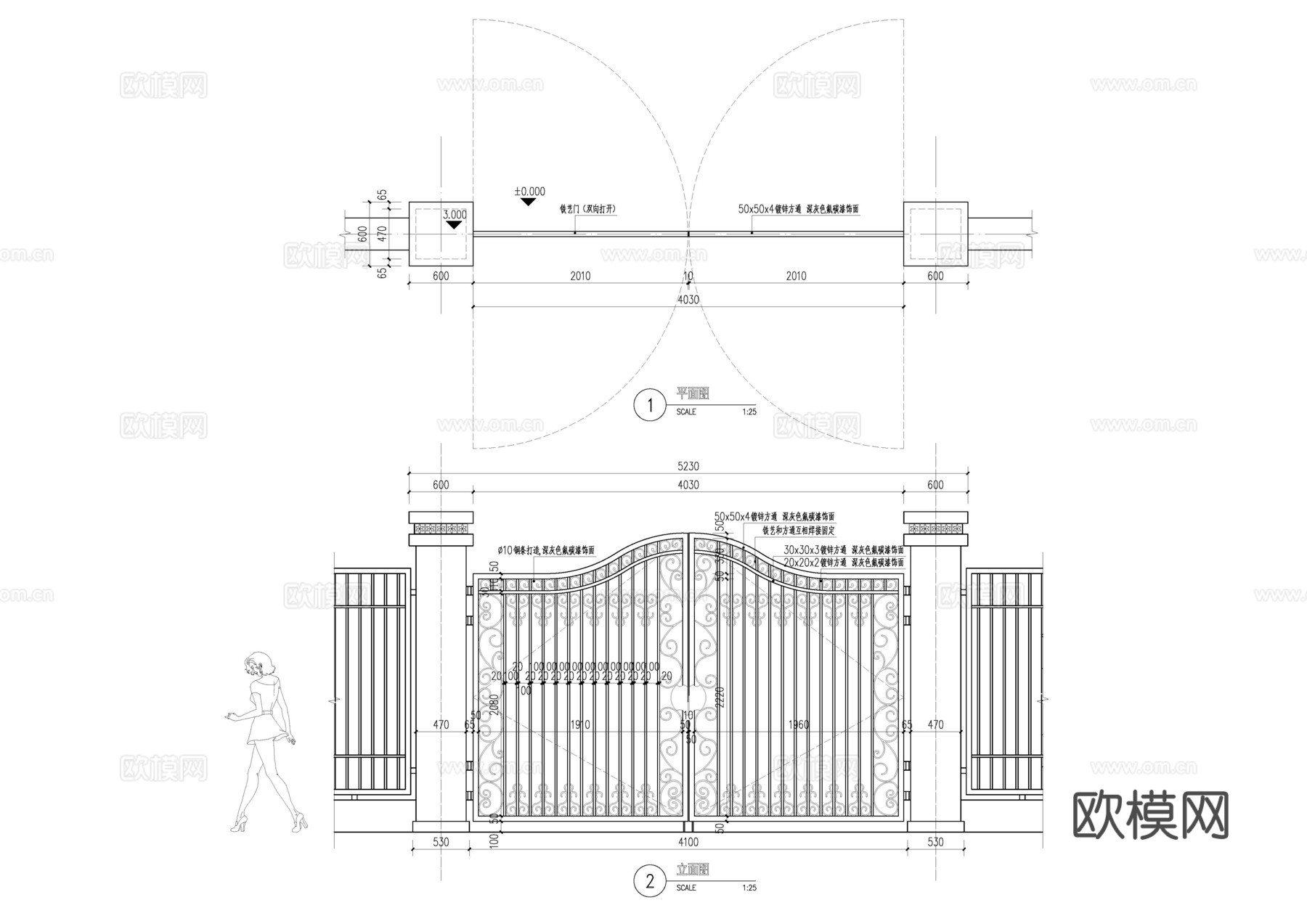 铁艺门cad施工图