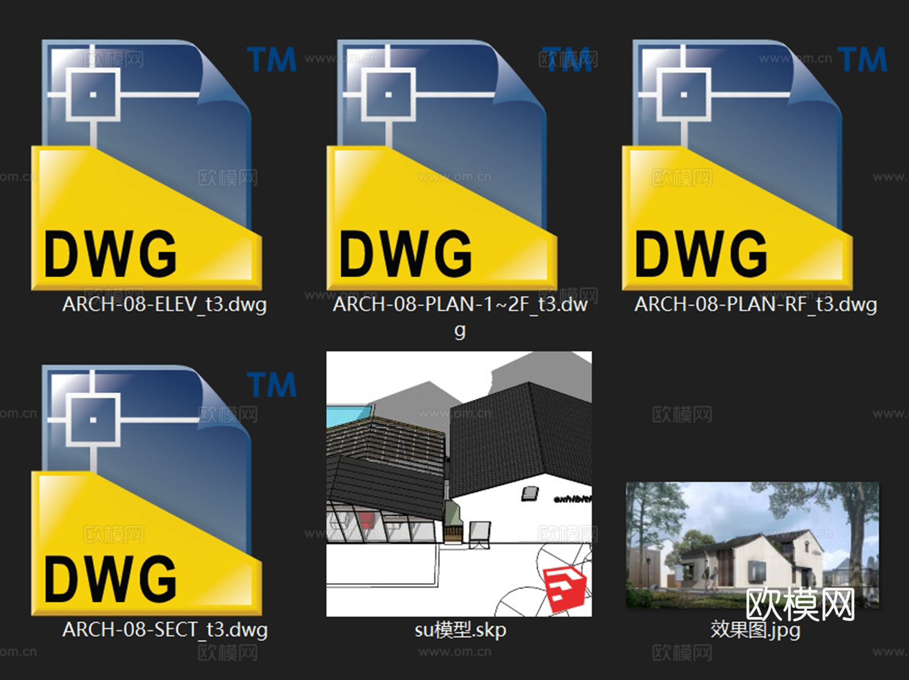 乡村民俗文化馆展厅建筑CAD施工图cad施工图