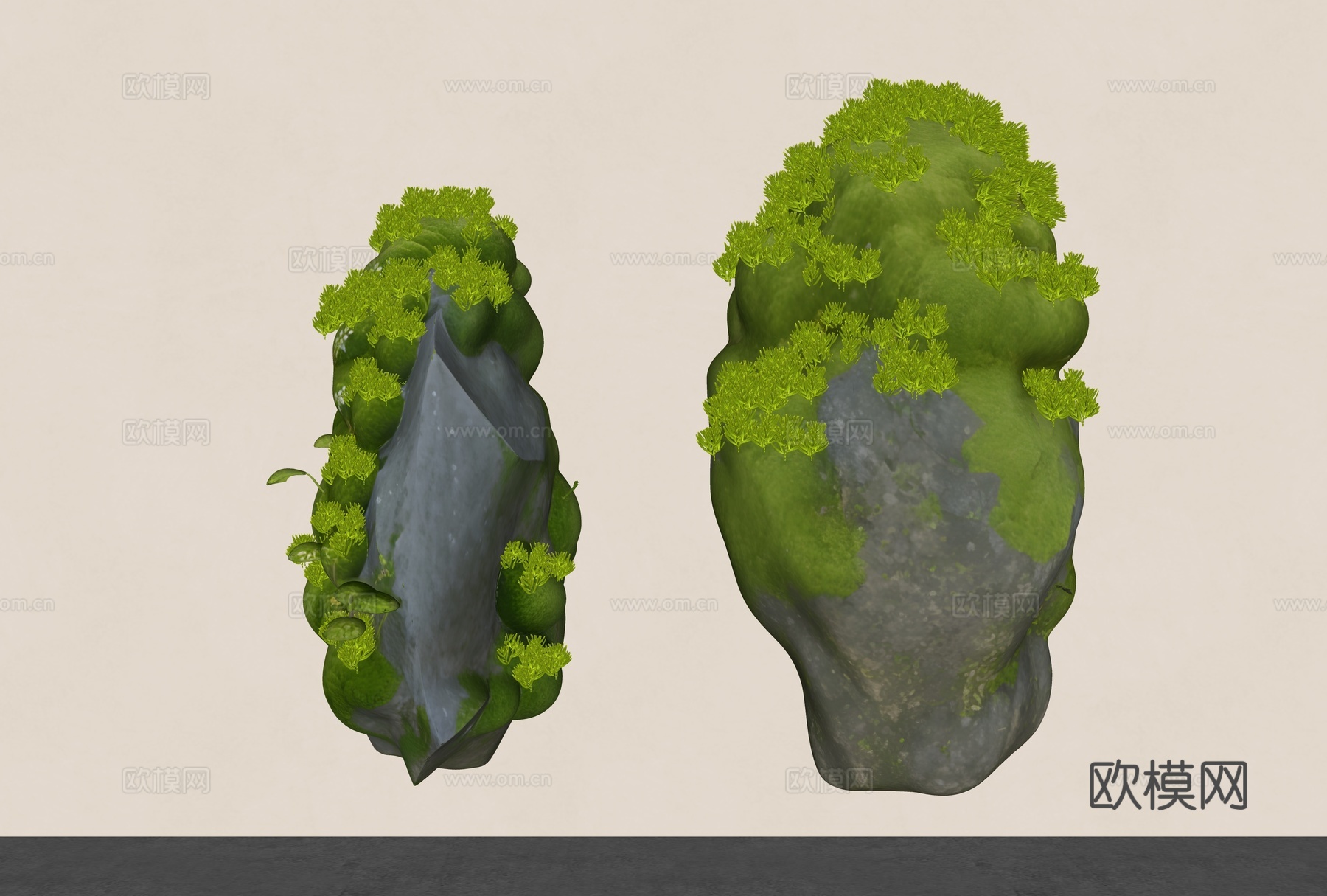 苔藓石头 悬浮石头 景观石头 室内景观石 景观雕塑 景观装置su模型