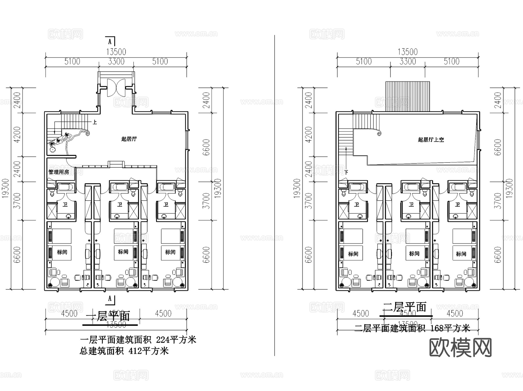 新中式徽派园林酒店建筑CAD施工图cad施工图