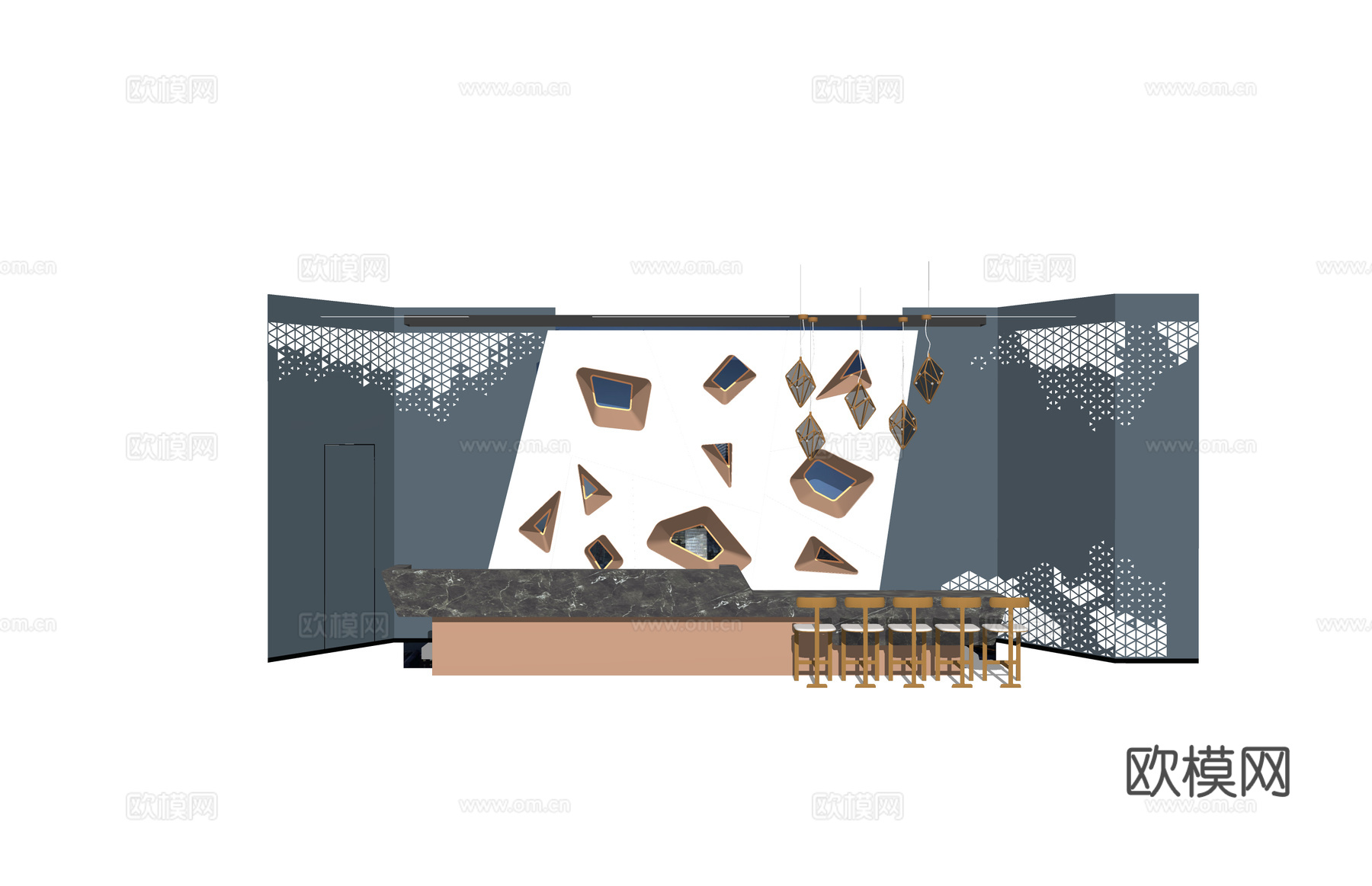 前台 接待 展厅 工装 办公室 前台接待 办公空间su模型