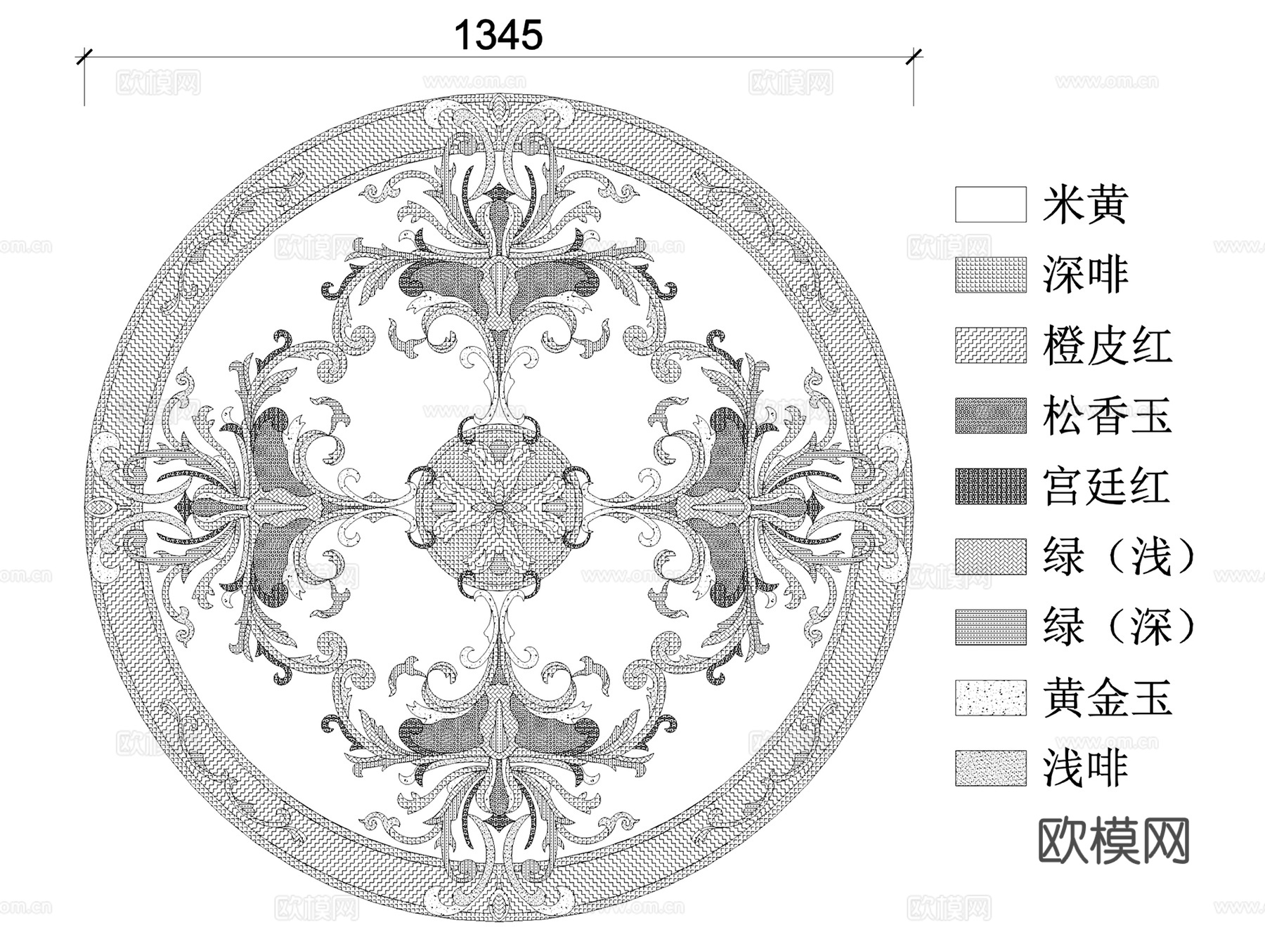 石材水刀铺装拼花图案纹样节点大样详图CAD施工图集 67套cad施工图