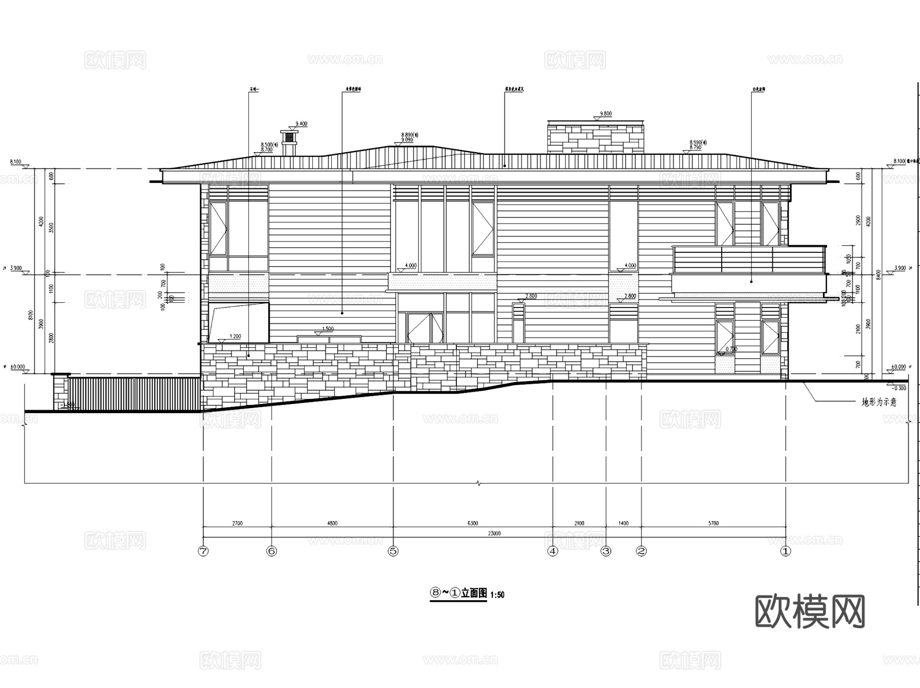 东部华侨城天麓八区山地别墅建筑CAD施工图cad施工图