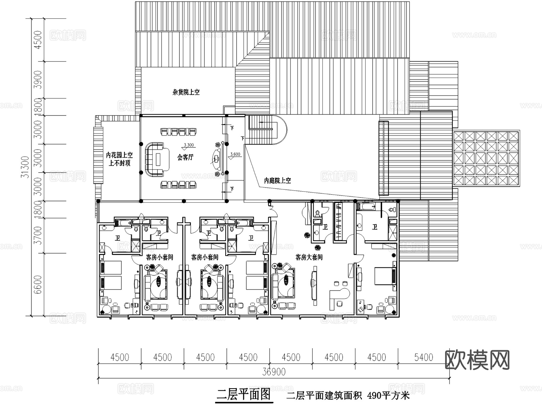 新中式徽派园林酒店建筑CAD施工图cad施工图
