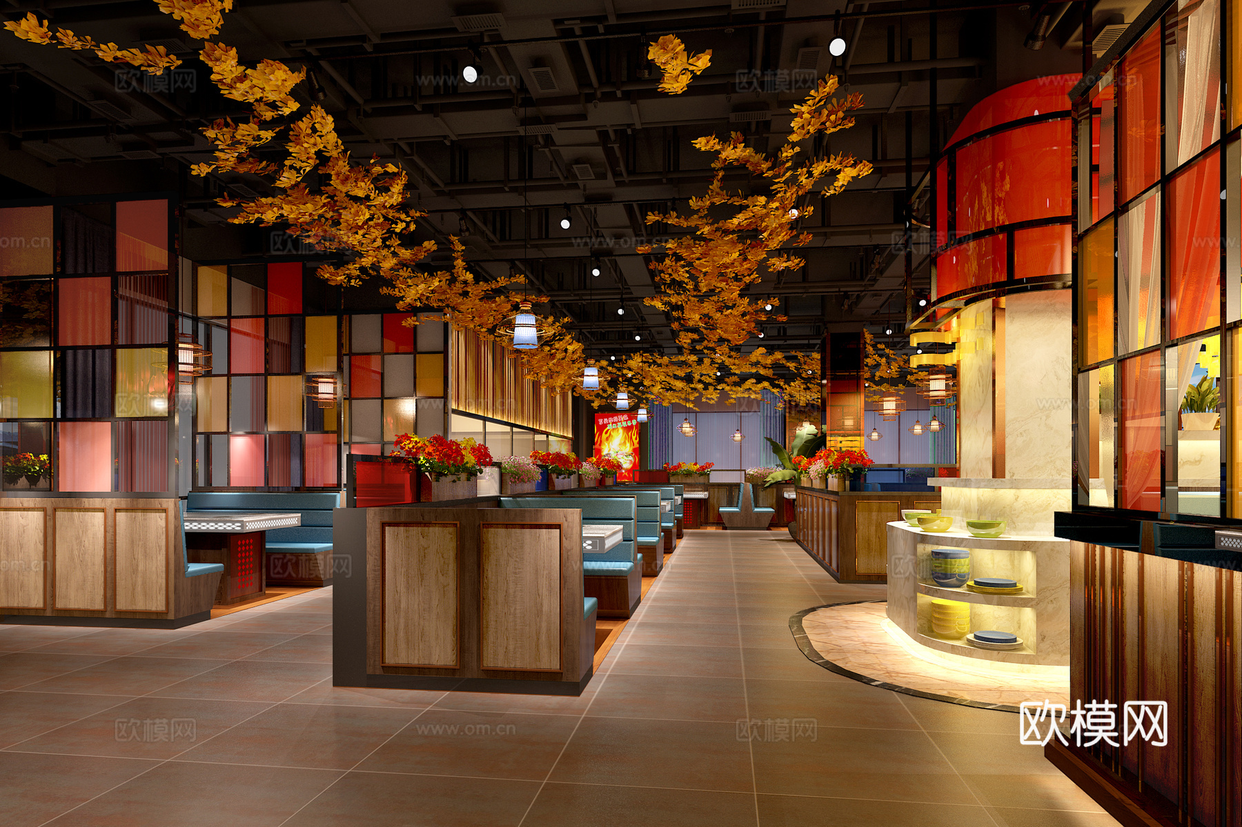 工业风火锅店3d模型下载（渲染图3）