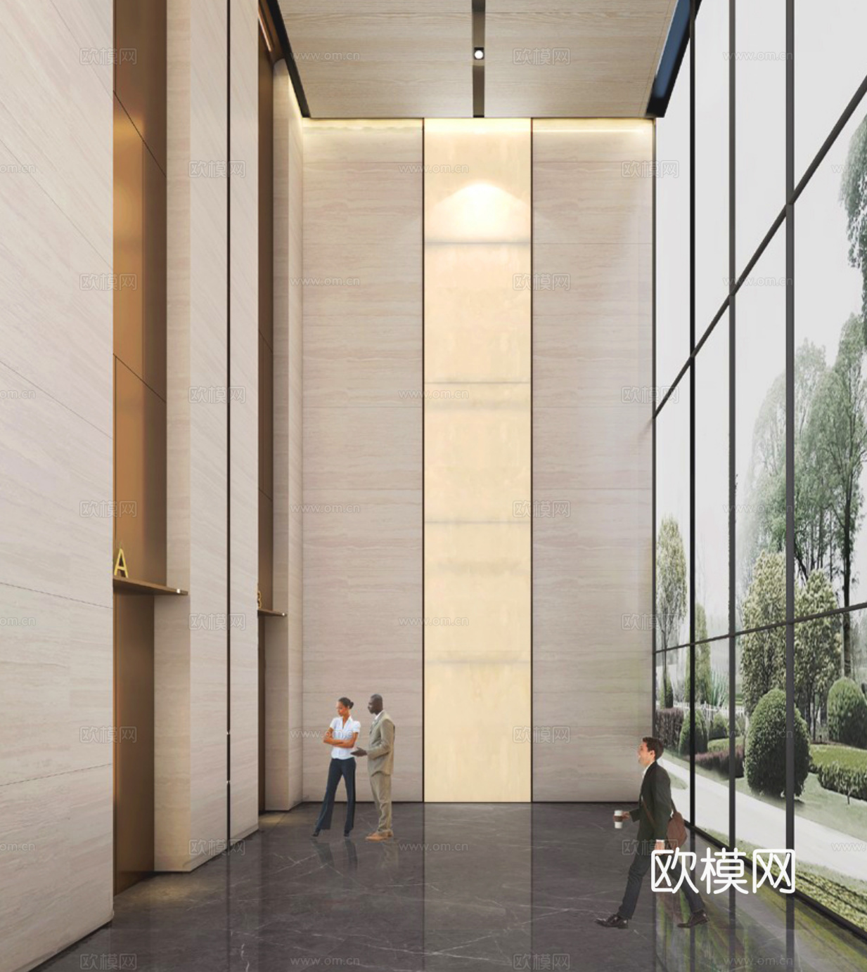 企业总部办公楼首层公区大堂电梯厅CAD施工图cad施工图